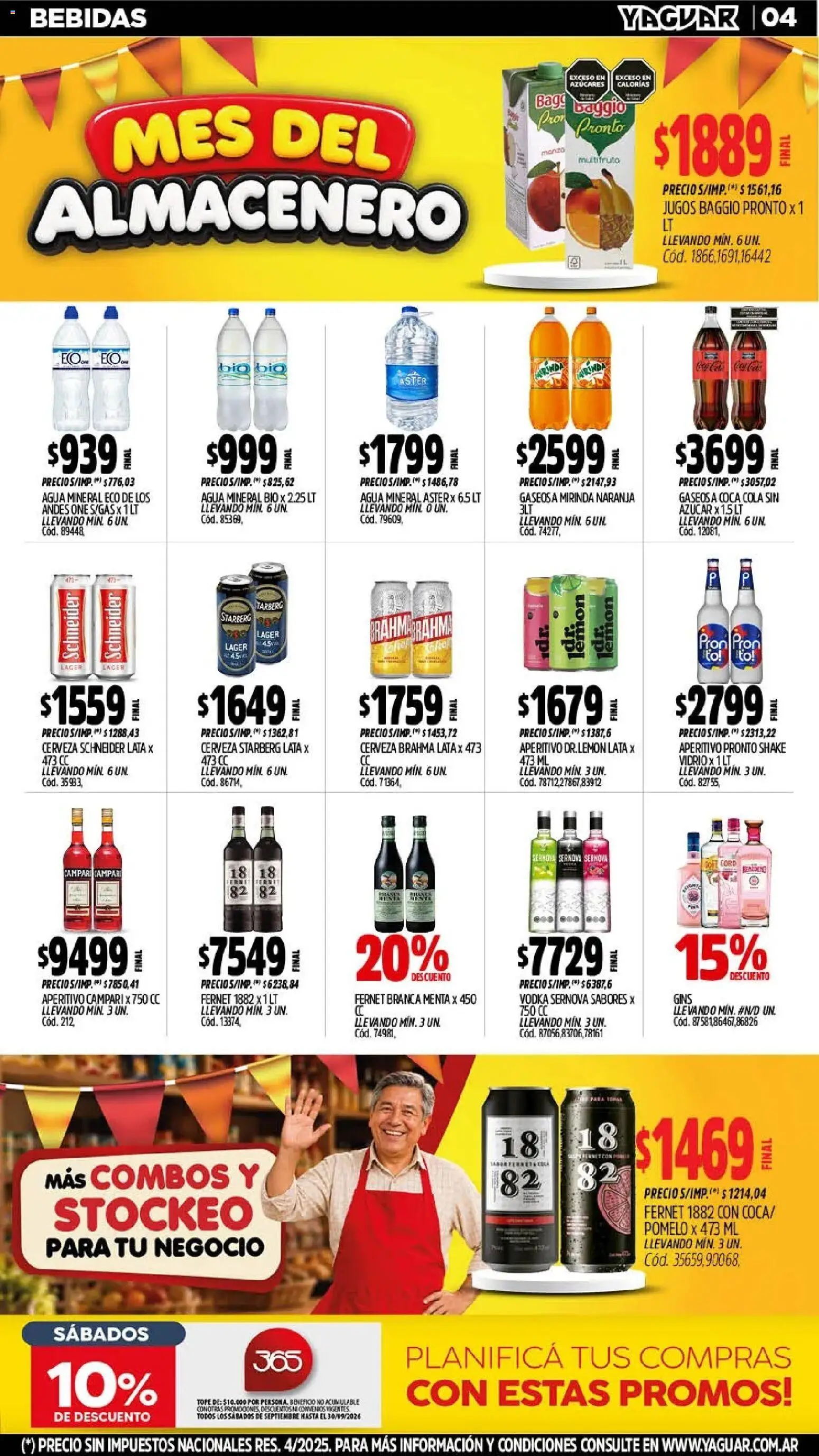 Yaguar - Oferta Semanal Mendoza │ válido desde el 28/09/2026 | Página: 4 | Productos: Campari, Bebidas, Agua, Pomelo