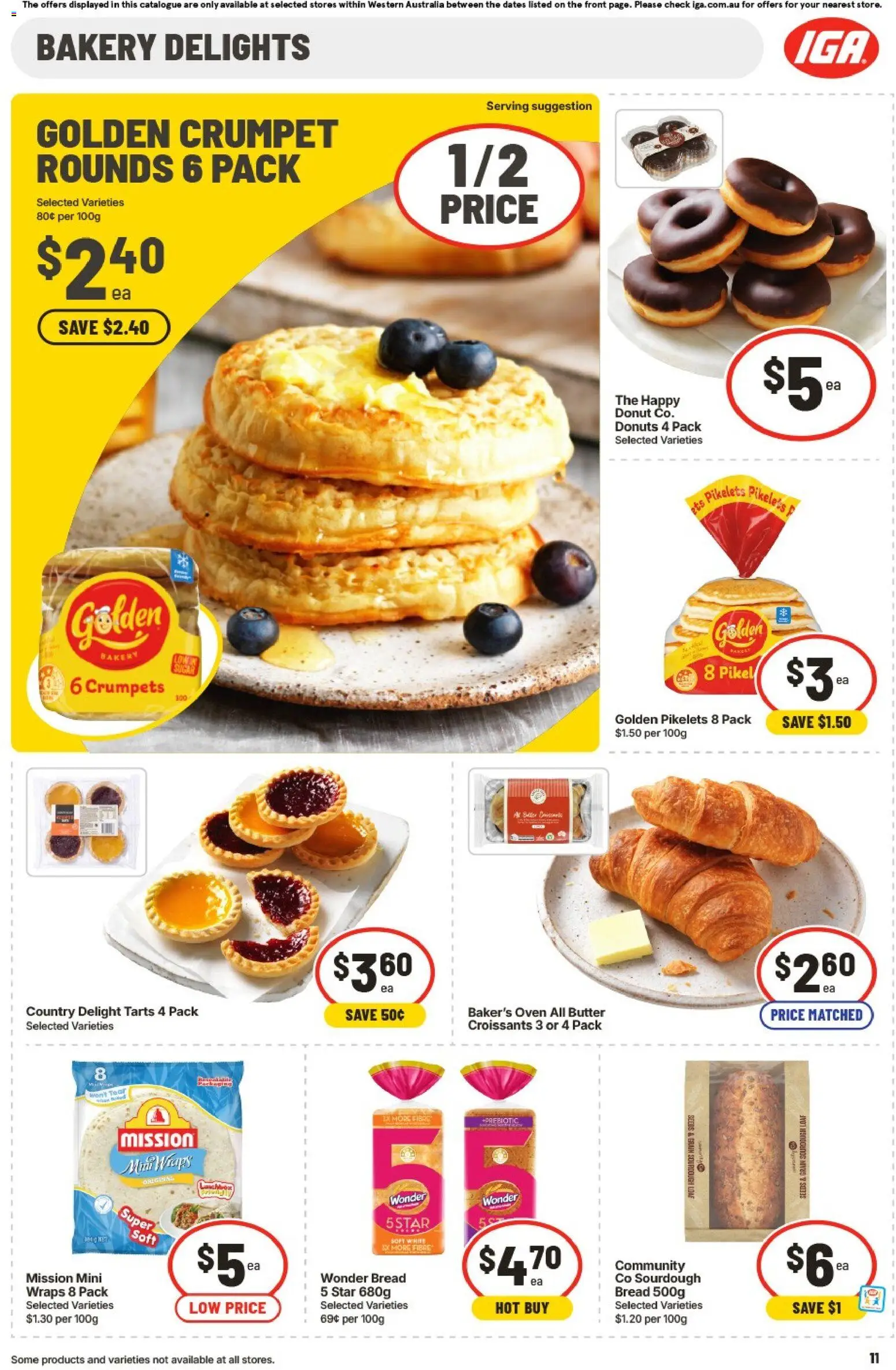 IGA catalogue - valid from 20.05.2026 | Page: 14 | Products: Crumpets, Donuts, Bread, Bakery