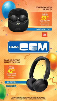 Lojas Cem - Ofertas atuais - Pré-Visualização do folheto da loja Lojas Cem, válido de 01/07/2026 | Página: 50 | Produtos: Carne, Fone de ouvido