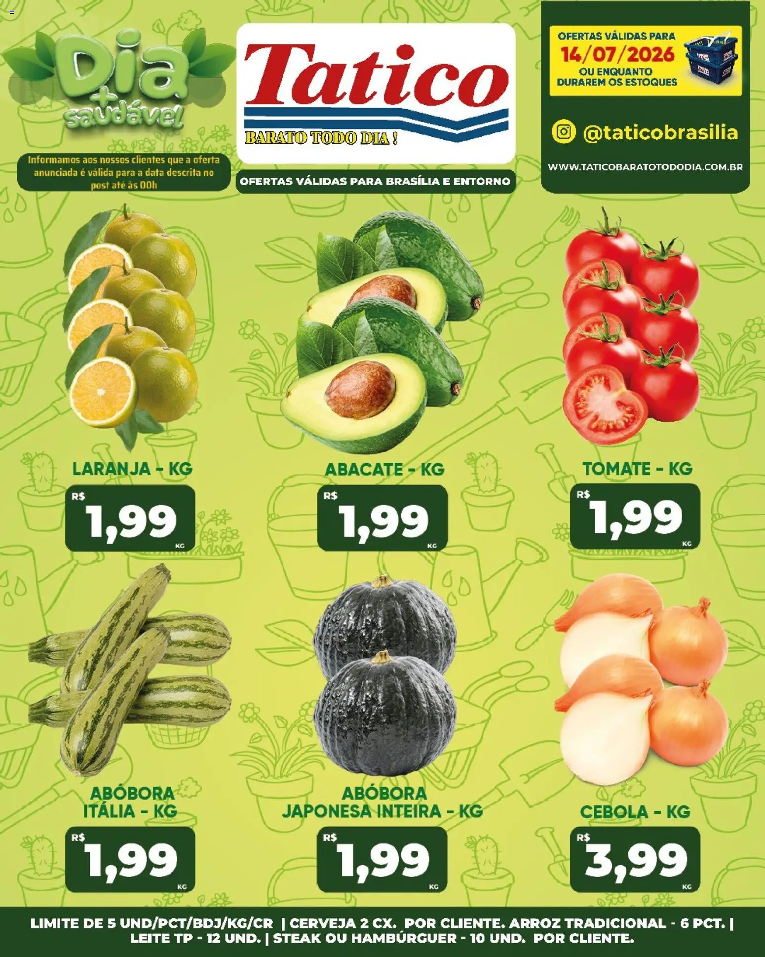 Tatico Folheto - válido de 14/07/2026 | Página: 17 | Produtos: Cebola, Leite, Cerveja, Arroz