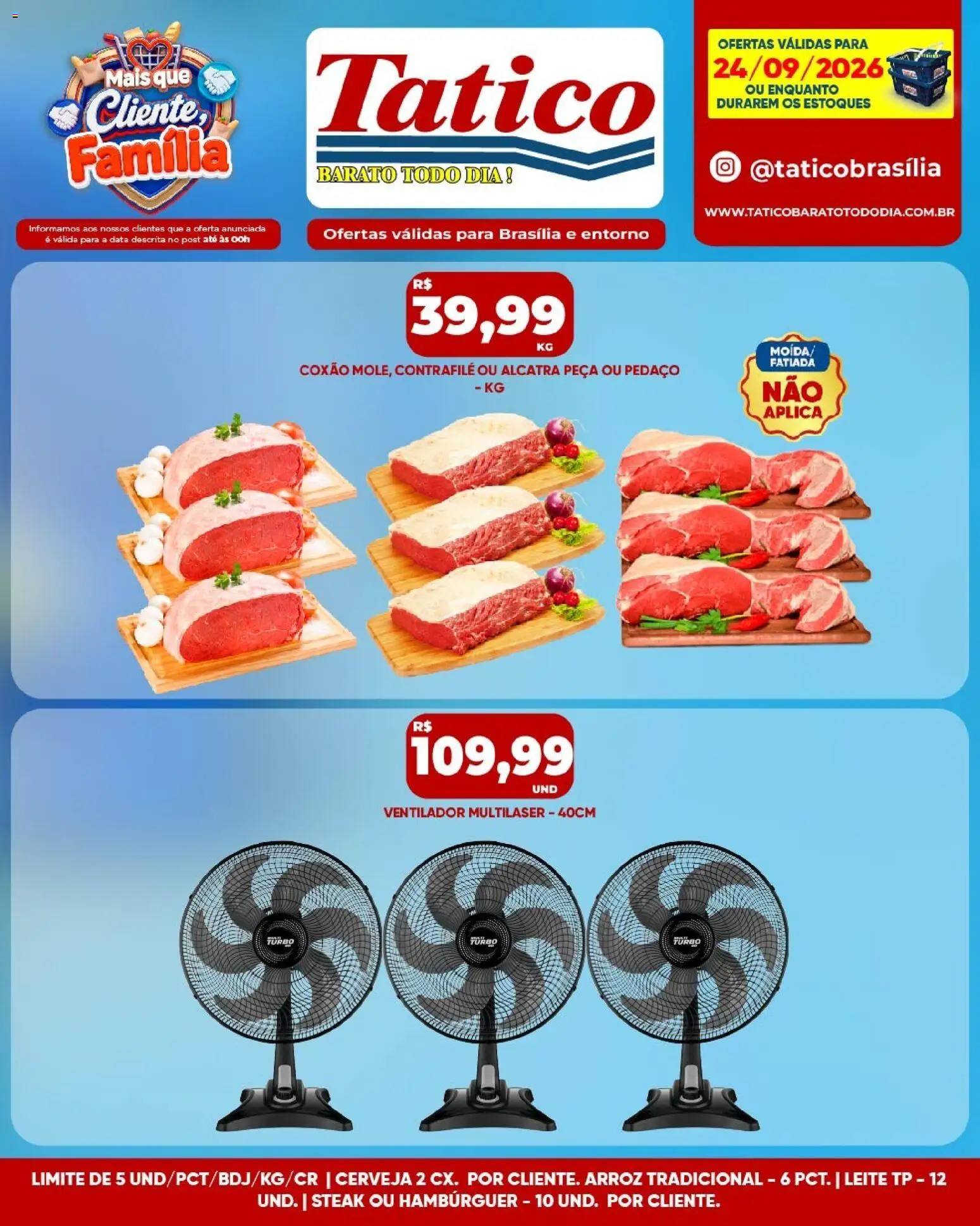 Tatico Folheto - válido de 24/09/2026 | Página: 14 | Produtos: Alcatra, Cerveja, Arroz, Hambúrguer