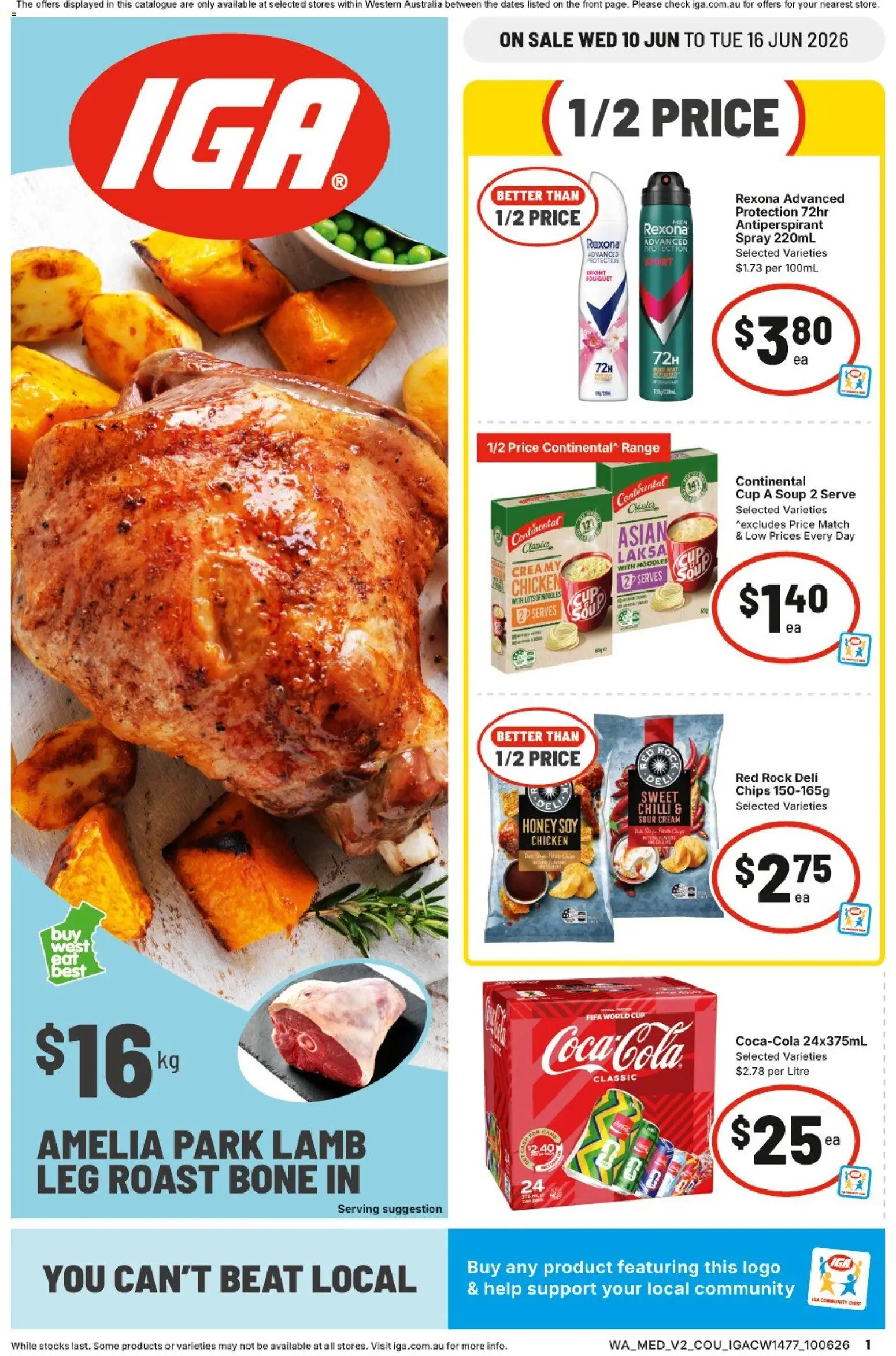 IGA catalogue - valid from 10.06.2026 | Page: 1 | Products: Lamb, Antiperspirant, Cream, Soup