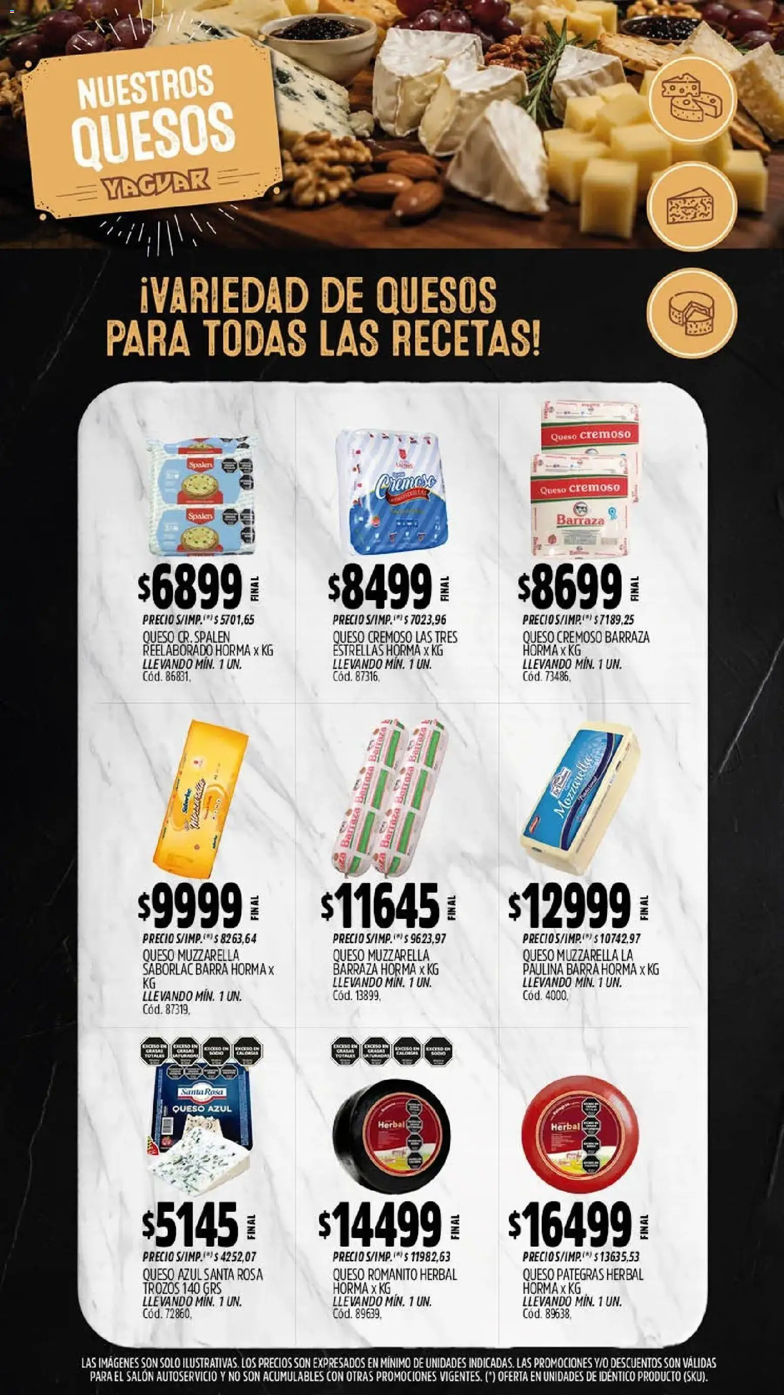 Yaguar - Oferta Semanal Córdoba │ válido desde el 28/09/2026 | Página: 7 | Productos: Mozzarella, Queso azul, Muzzarella, Queso