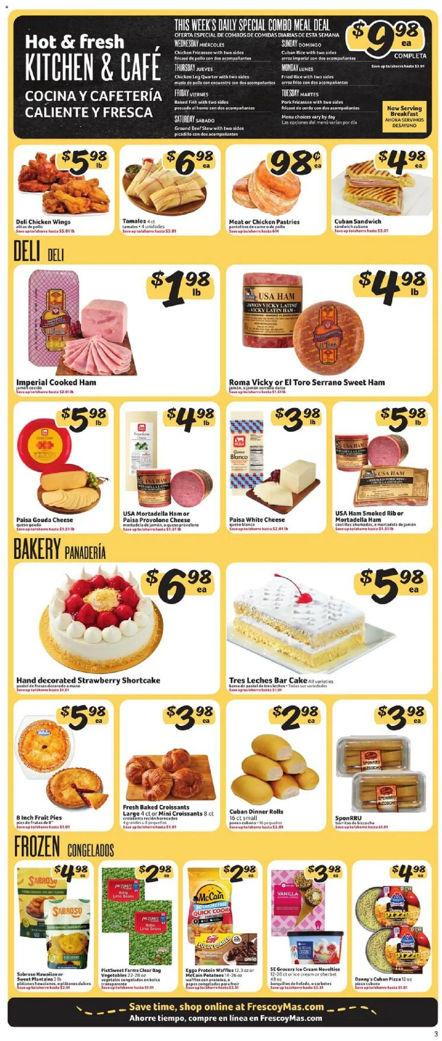 Fresco y Más Weekly Ad - valid from 20.05.2026 | Page: 3 | Products: Bakery, Pizza, Vegetables, Croissants