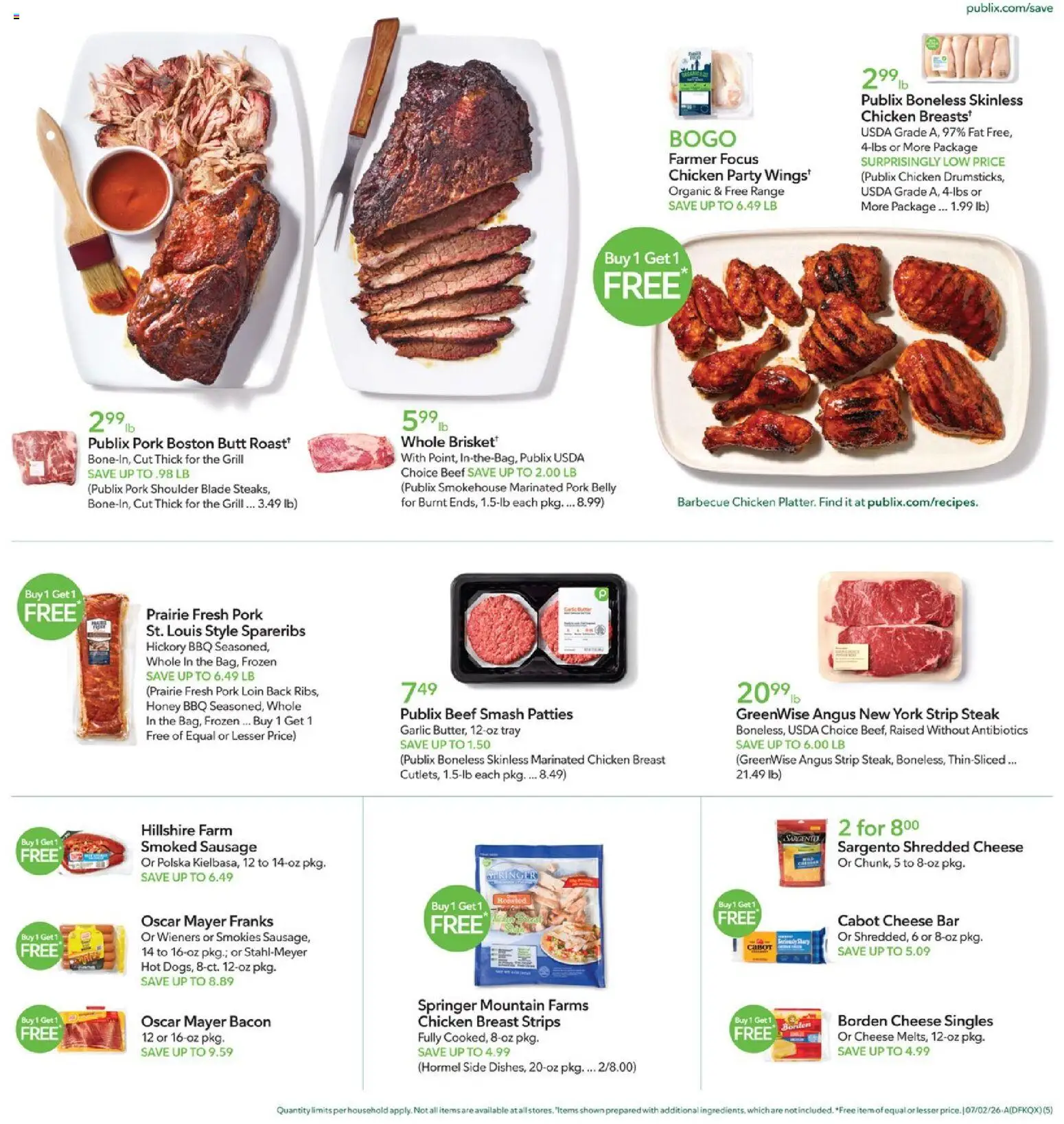 Publix Weekly Ad - valid from 07/01/2026 | Page: 5 | Products: Beef, Sausage, Garlic, Grill