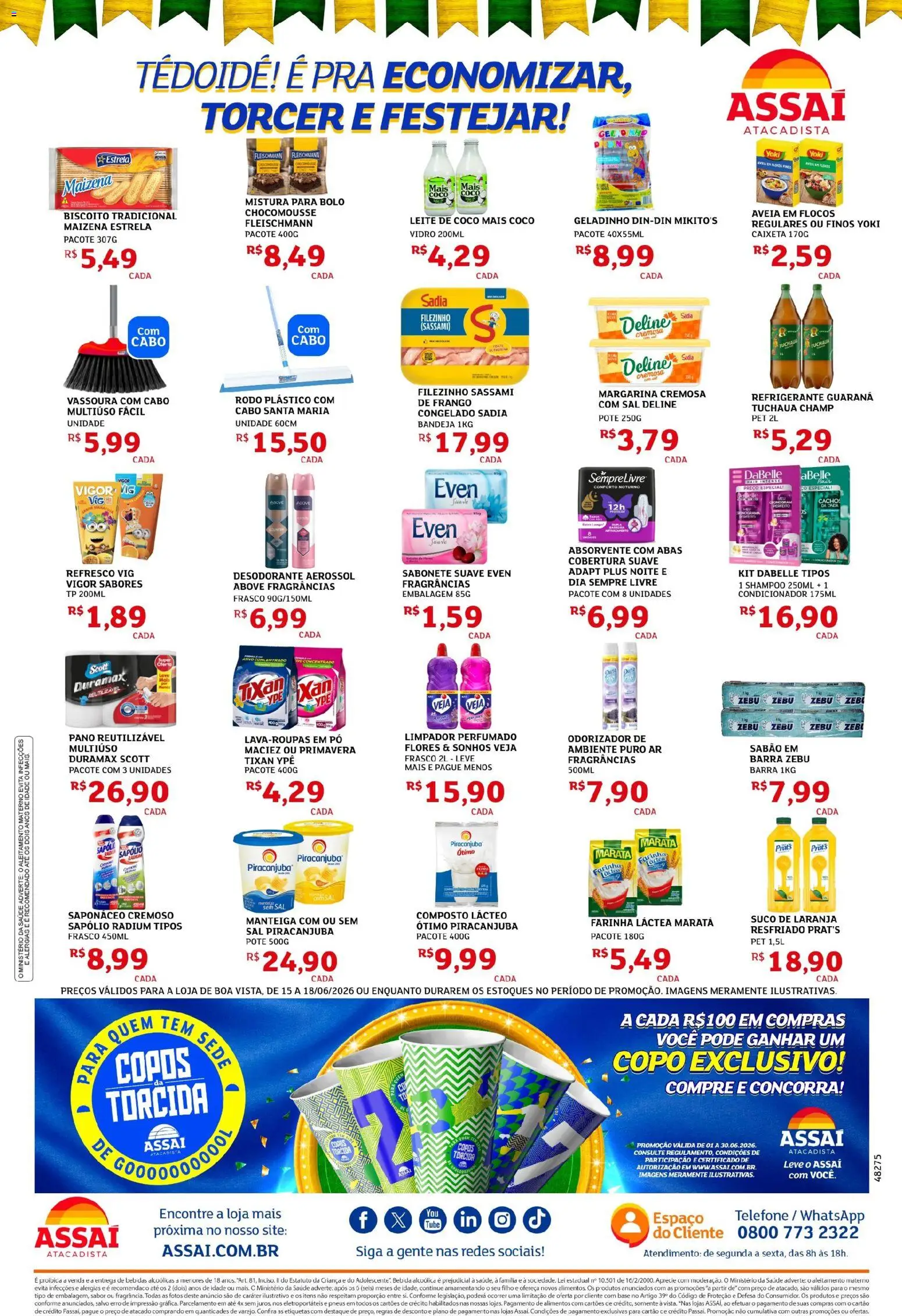 Assaí Atacadista Folheto - válido de 15.06.2026 | Página: 2 | Produtos: Manteiga, Bebida, Aveia, Mistura para bolo