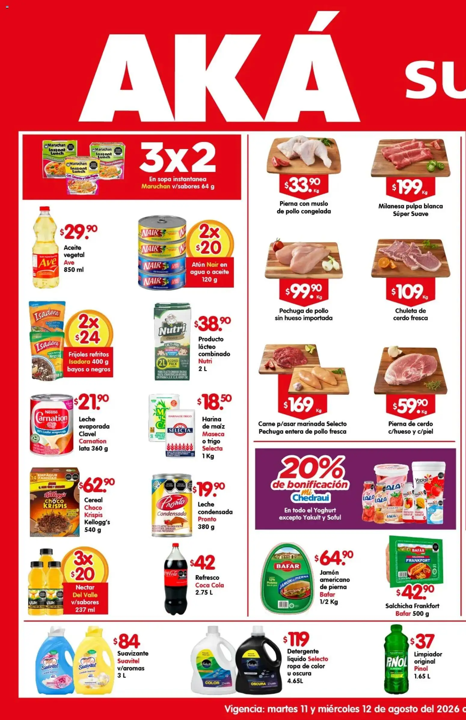 Nuevas ofertas de Arteli válidas en toda la República Mexicana desde el 11/08/2026. ¡Encuentra las mejores ofertas en Arteli folleto Aká Superbodegas! | Página: 1 | Productos: Salchicha, Leche, Suavizante, Ropa