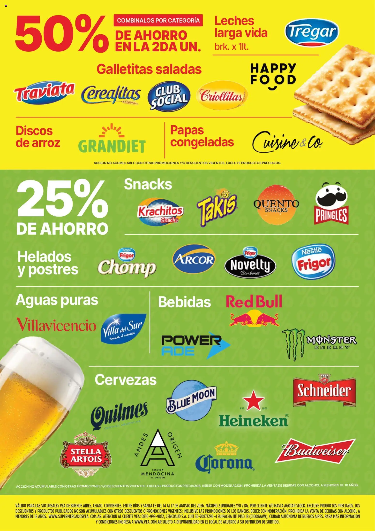 Vea - Fin de semana de ahorro │ válido desde el 14/08/2026 | Página: 4 | Productos: Papas, Alcohol, Arroz, Snacks
