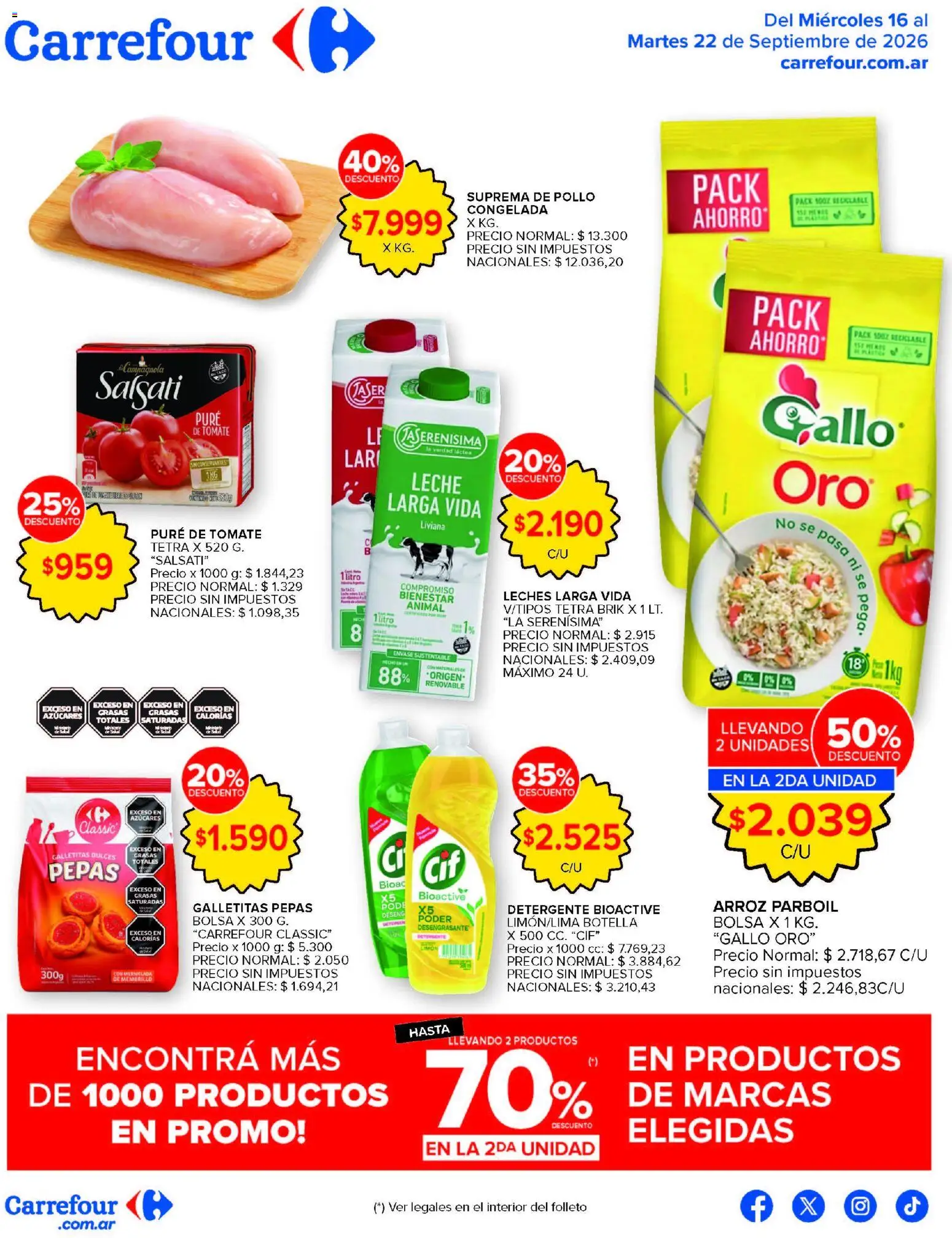 Carrefour - Carrefour Hiper Ofertas │ válido desde el 16/09/2026 | Página: 1 | Productos: Bolsa, Limón, Leche, Pure de Tomate