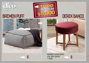 Vista previa de Muebles Dico catálogo Todo menos de 5000 Pacifico, nuevo folleto de la tienda, válido en México a partir del 09/04/2026 | Página: 57 | Productos: Banco