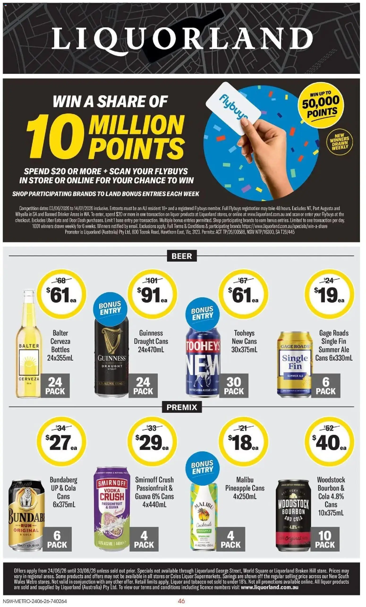 Coles catalogue - valid from 23/06/2026 | Page: 46 | Products: Beer, Bourbon, Passionfruit, Vodka