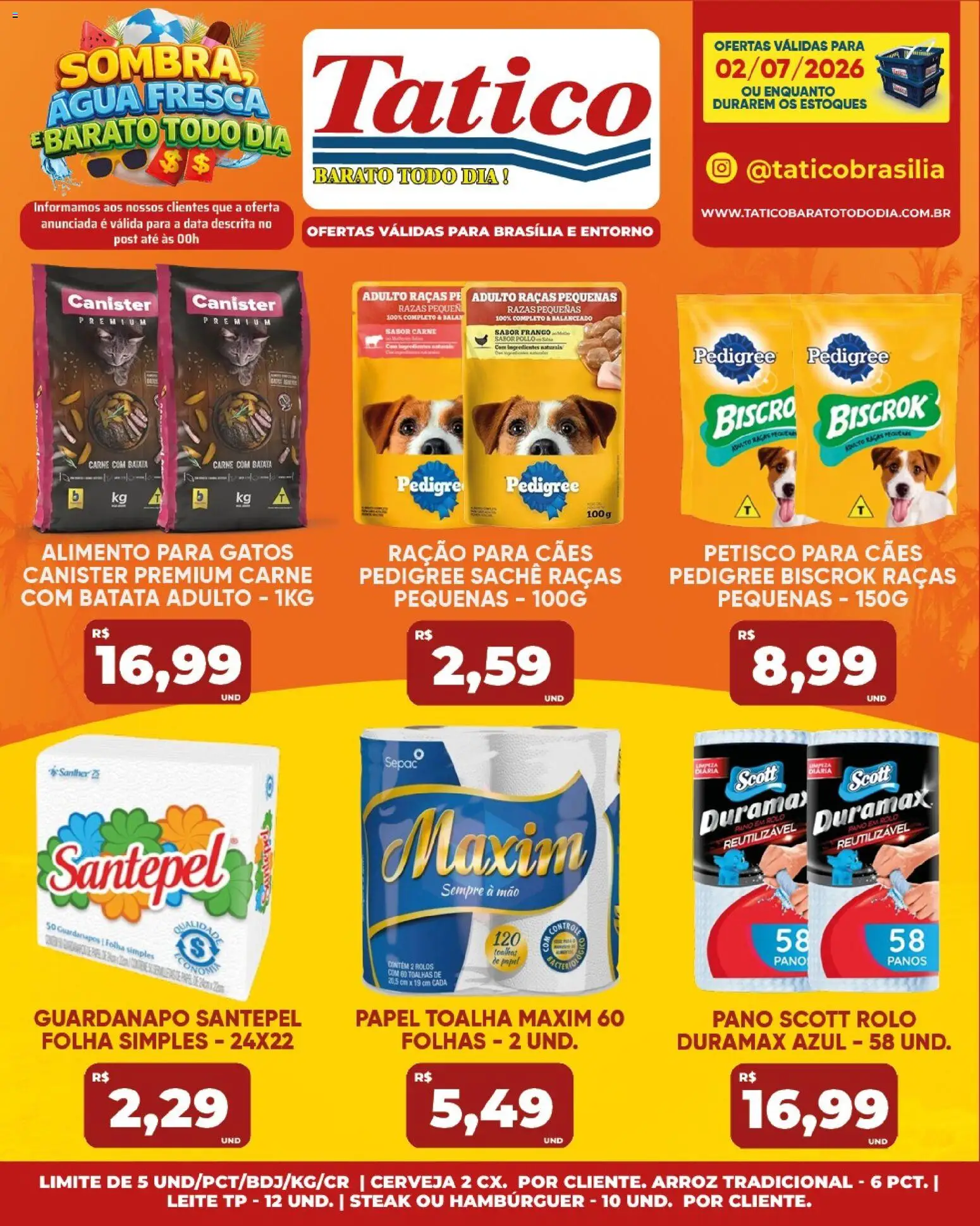 Tatico Folheto - válido de 03/07/2026 | Página: 44 | Produtos: Papel toalha, Cerveja, Arroz, Carne