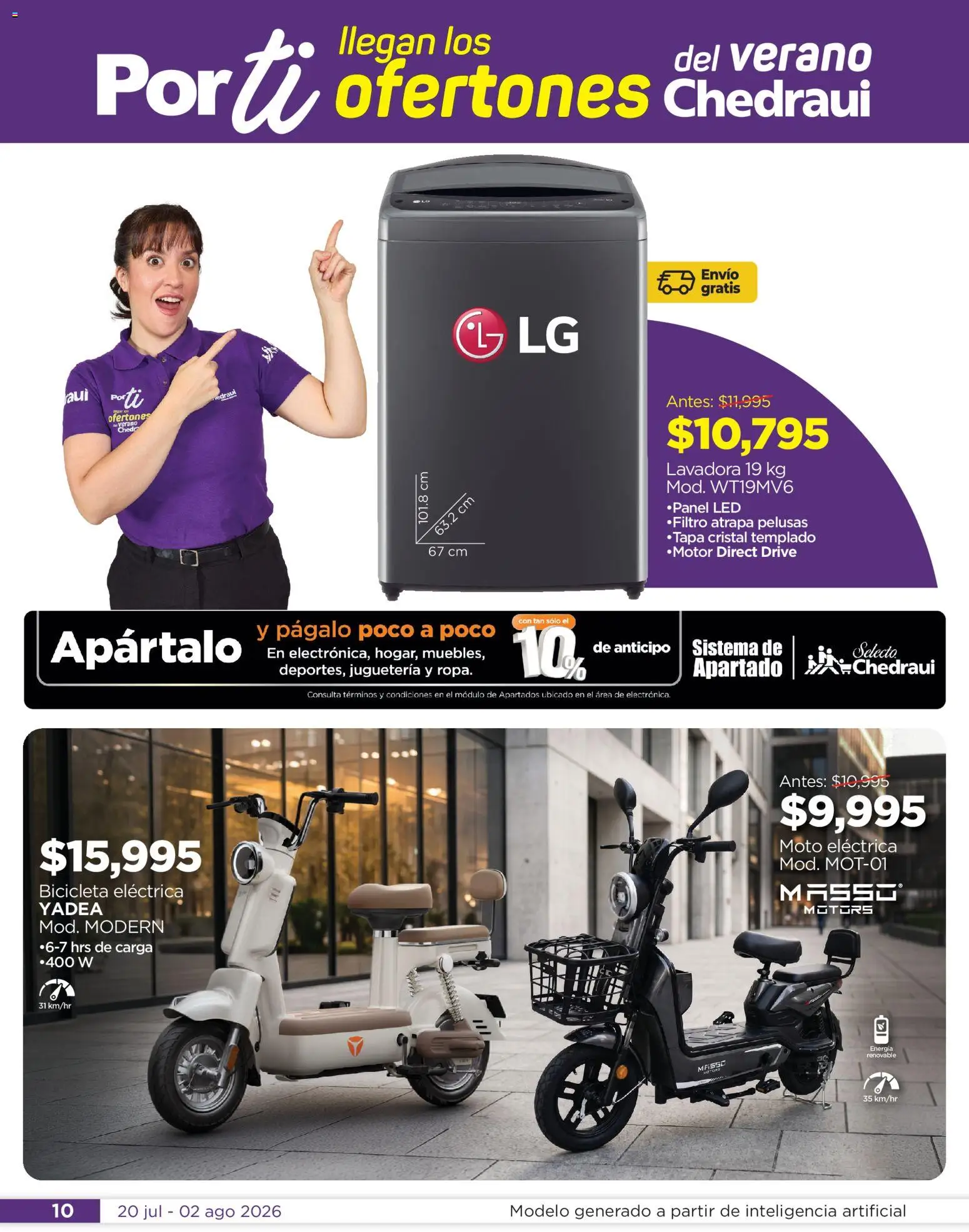 Nuevas ofertas de Chedraui válidas en toda la República Mexicana desde el 20/07/2026. ¡Encuentra las mejores ofertas en Chedraui folleto Por Ti ofertones de verano! | Página: 10 | Productos: Lavadora