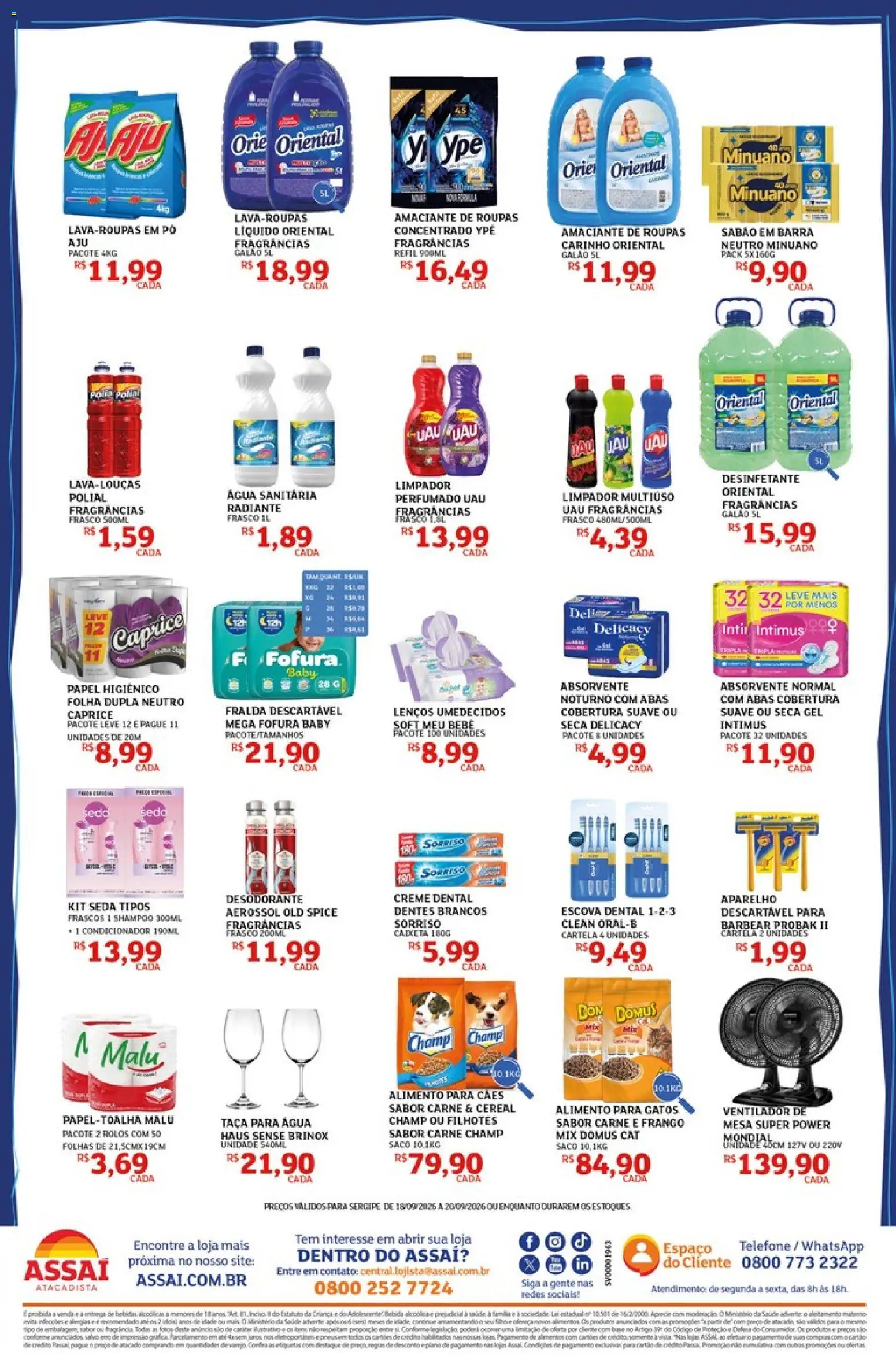 Assaí Atacadista Folheto - válido de 18/09/2026 | Página: 4 | Produtos: Ventilador, Sabão, Roupas, Papel higiênico