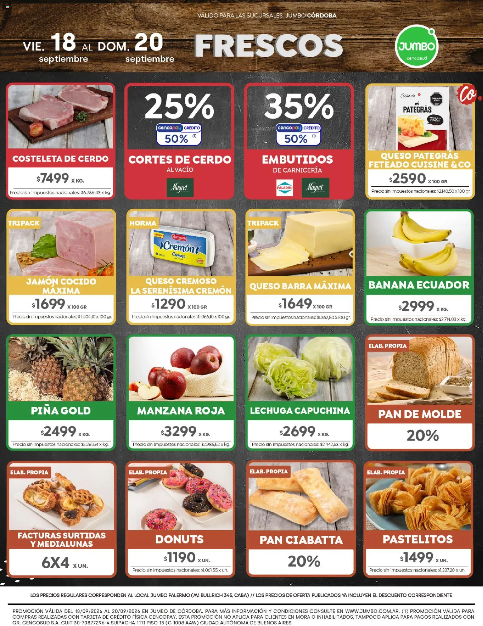 Jumbo - Ofertas | Córdoba │ válido desde el 18/09/2026 | Página: 9 | Productos: Embutidos, Banana, Manzana, Cerdo