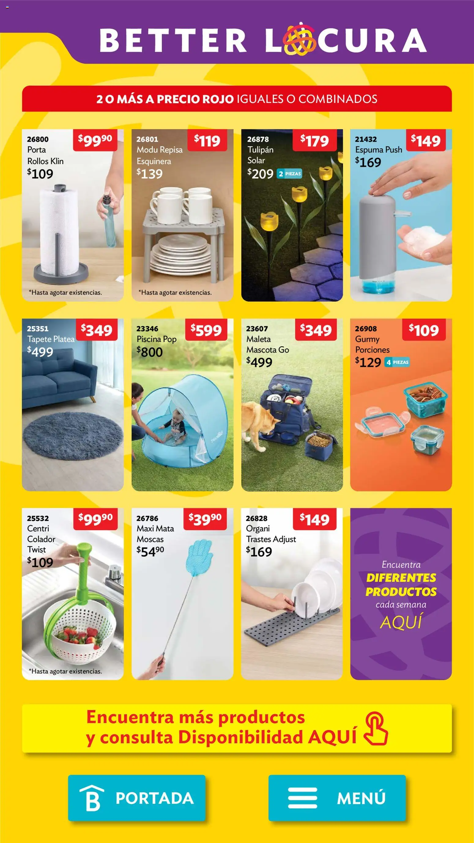Nuevas ofertas de Betterware válidas en toda la República Mexicana desde el 31/08/2026. ¡Encuentra las mejores ofertas en Betterware campaña 9 2026! | Página: 111 | Productos: Colador, Maleta, Espuma, Tapete