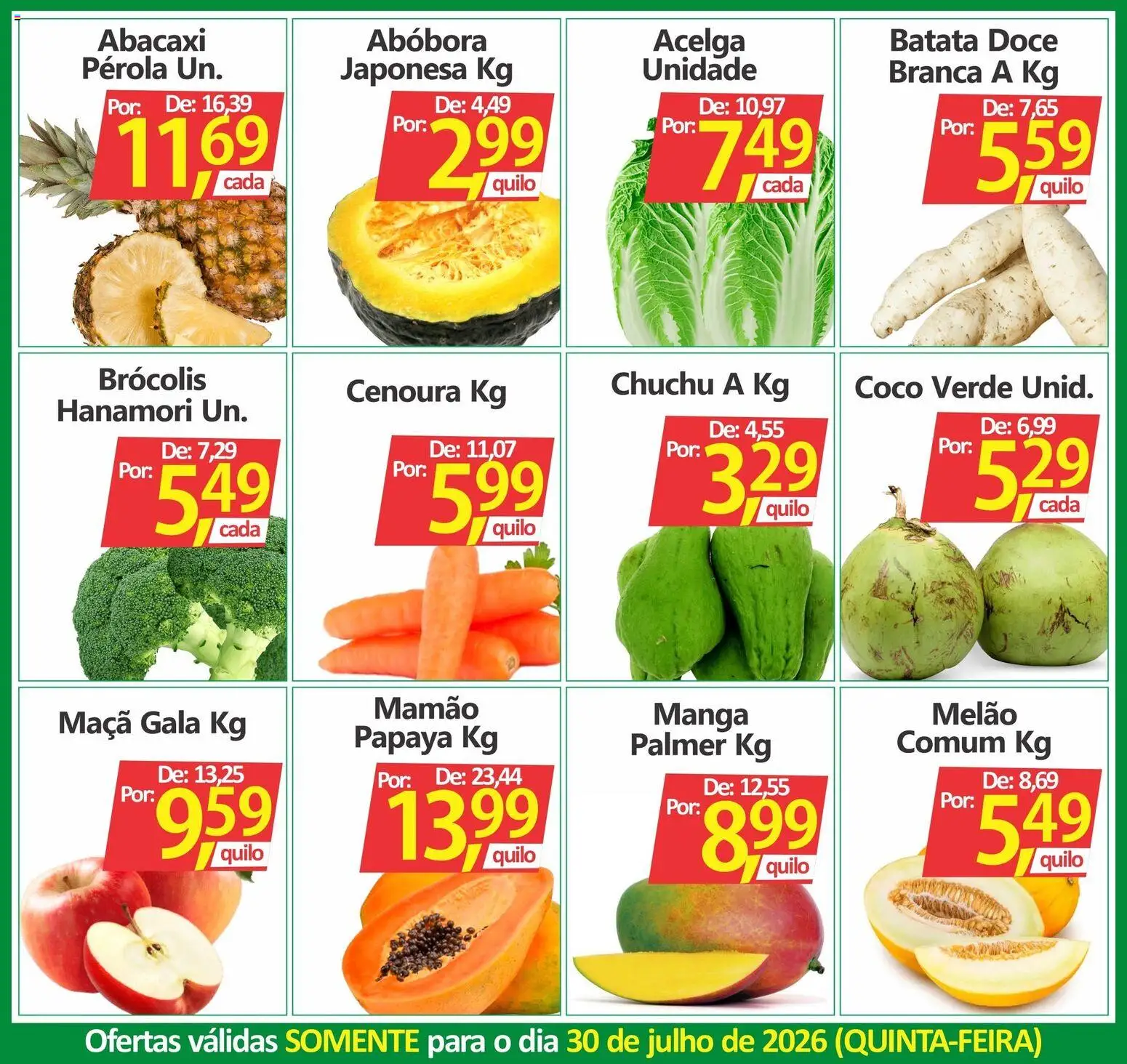 Big Supermercados Folheto - válido de 30/07/2026 | Página: 3 | Produtos: Melão, Cenoura, Mamão, Batata