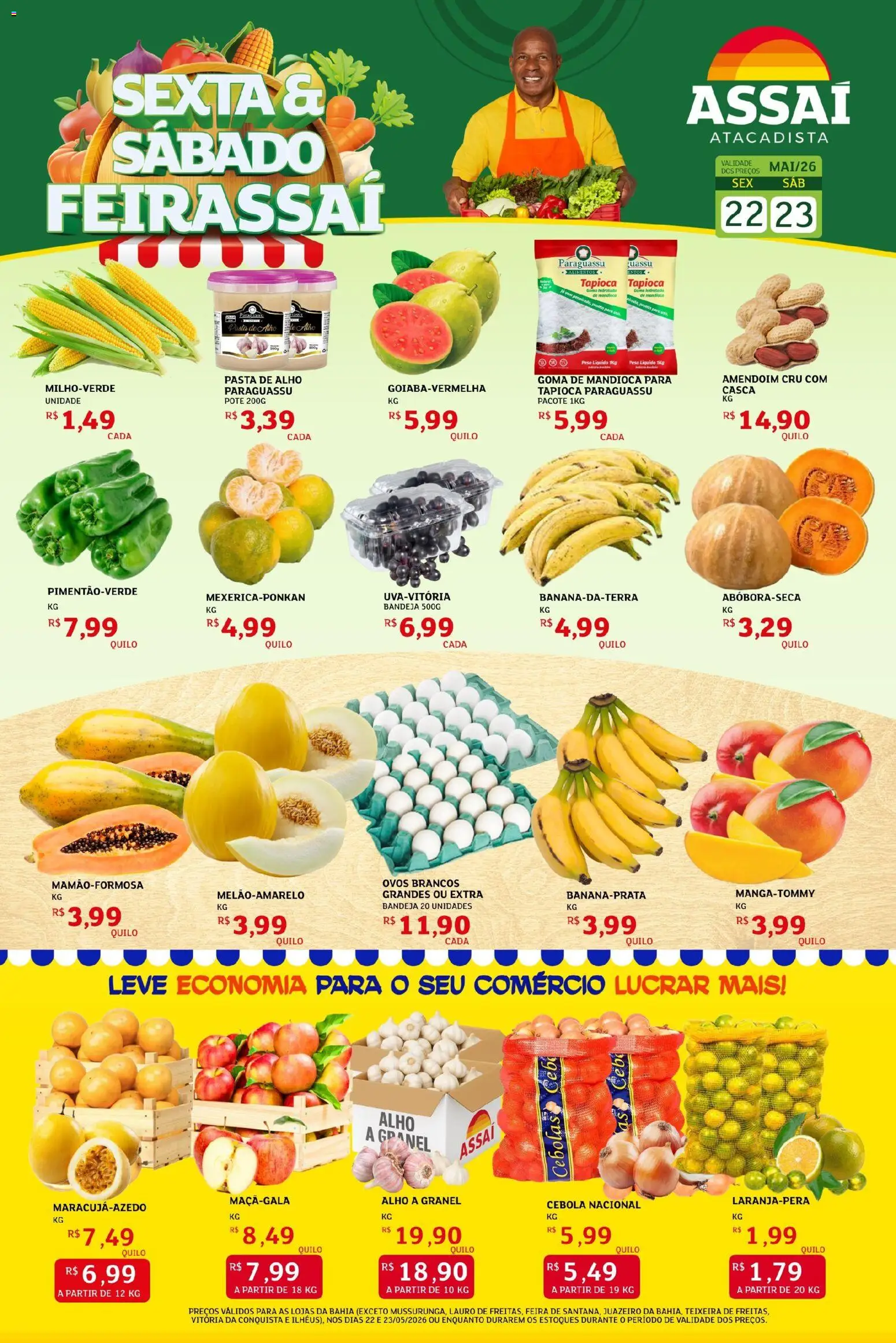 Assaí Atacadista Folheto - válido de 22.05.2026 | Página: 1 | Produtos: Amendoim, Mandioca, Ovos, Bandeja