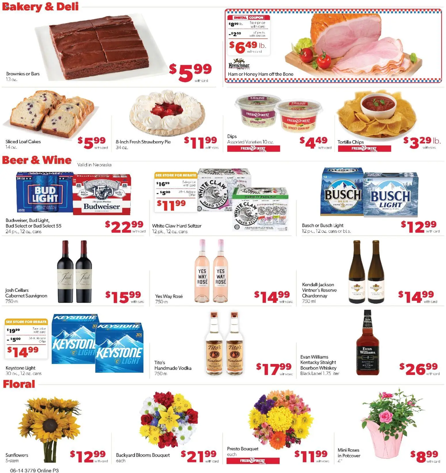 Family Fare Weekly Ad - NE - valid from 14.06.2026 | Page: 8 | Products: Corn, Spinach, Wine, Chips