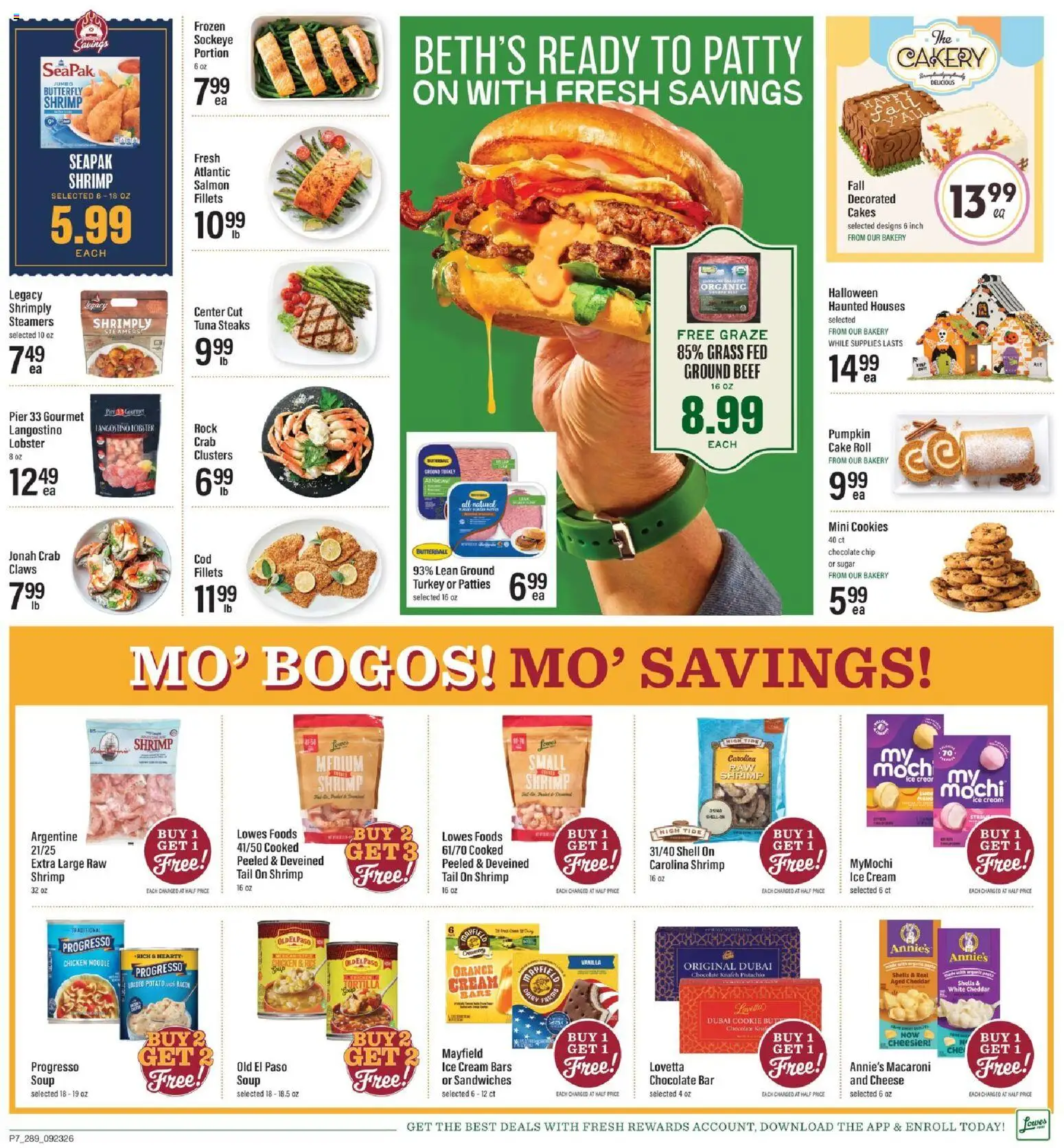 Lowes Foods Weekly Ad - valid from 09/23/2026 | Page: 8 | Products: Chocolate bar, Beef, Bacon, Cream