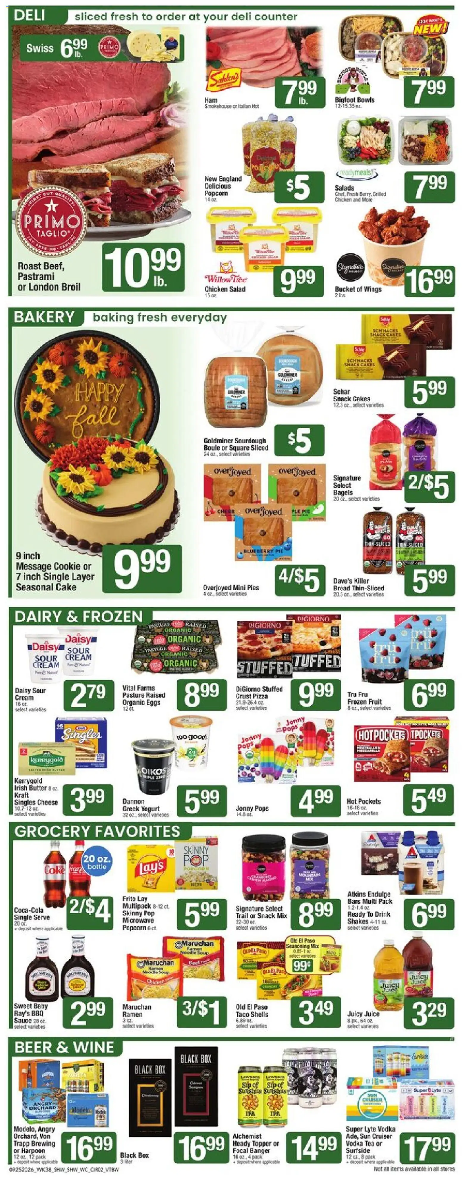 Shaw's Weekly Ad - valid from 09/25/2026 | Page: 2 | Products: Eggs, Pizza, Beer, Sour cream