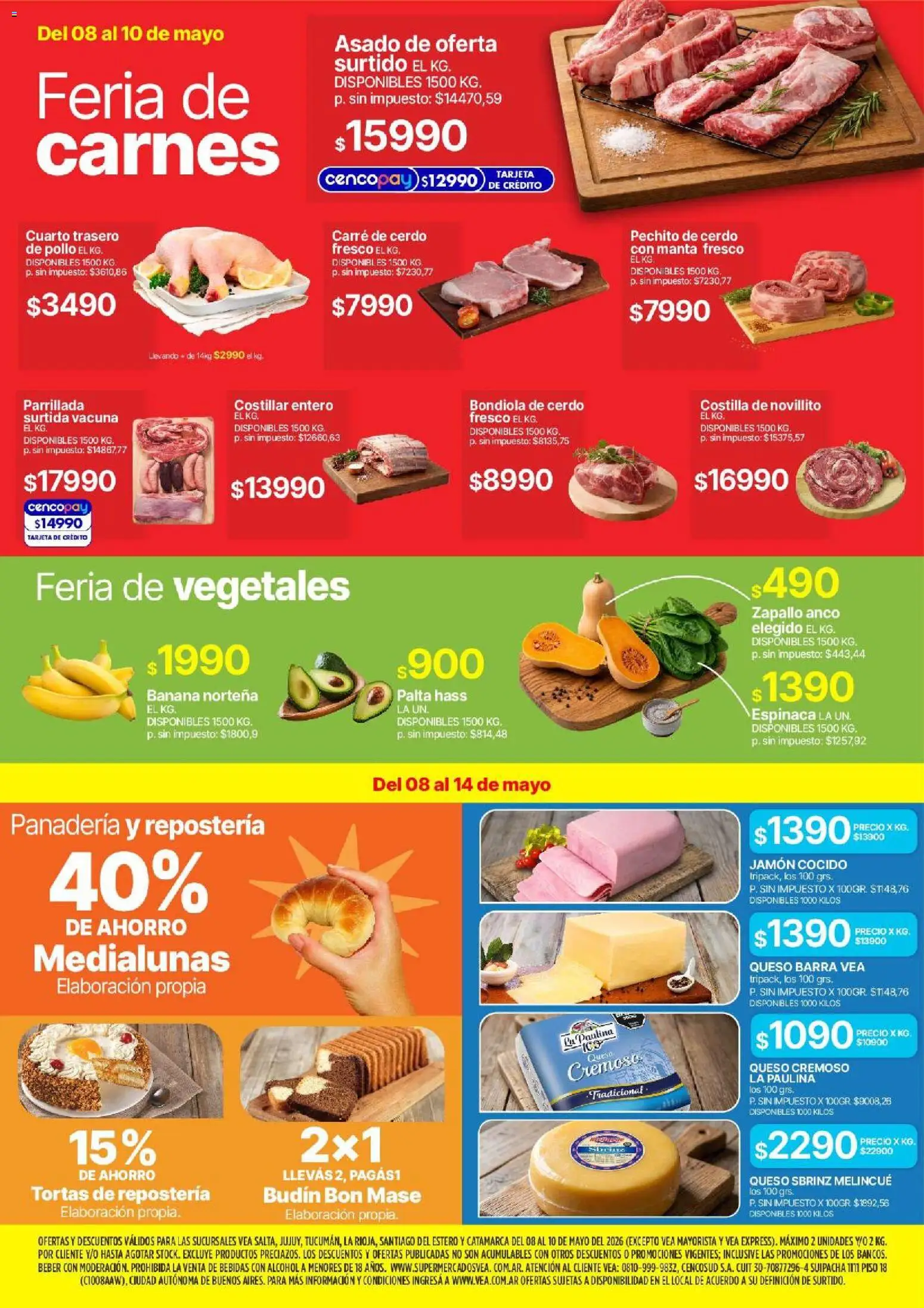 Vea - Oferta fin de semana │ válido desde el 08.05.2026 | Página: 2 | Productos: Palta, Jamón, Cerdo, Espinaca