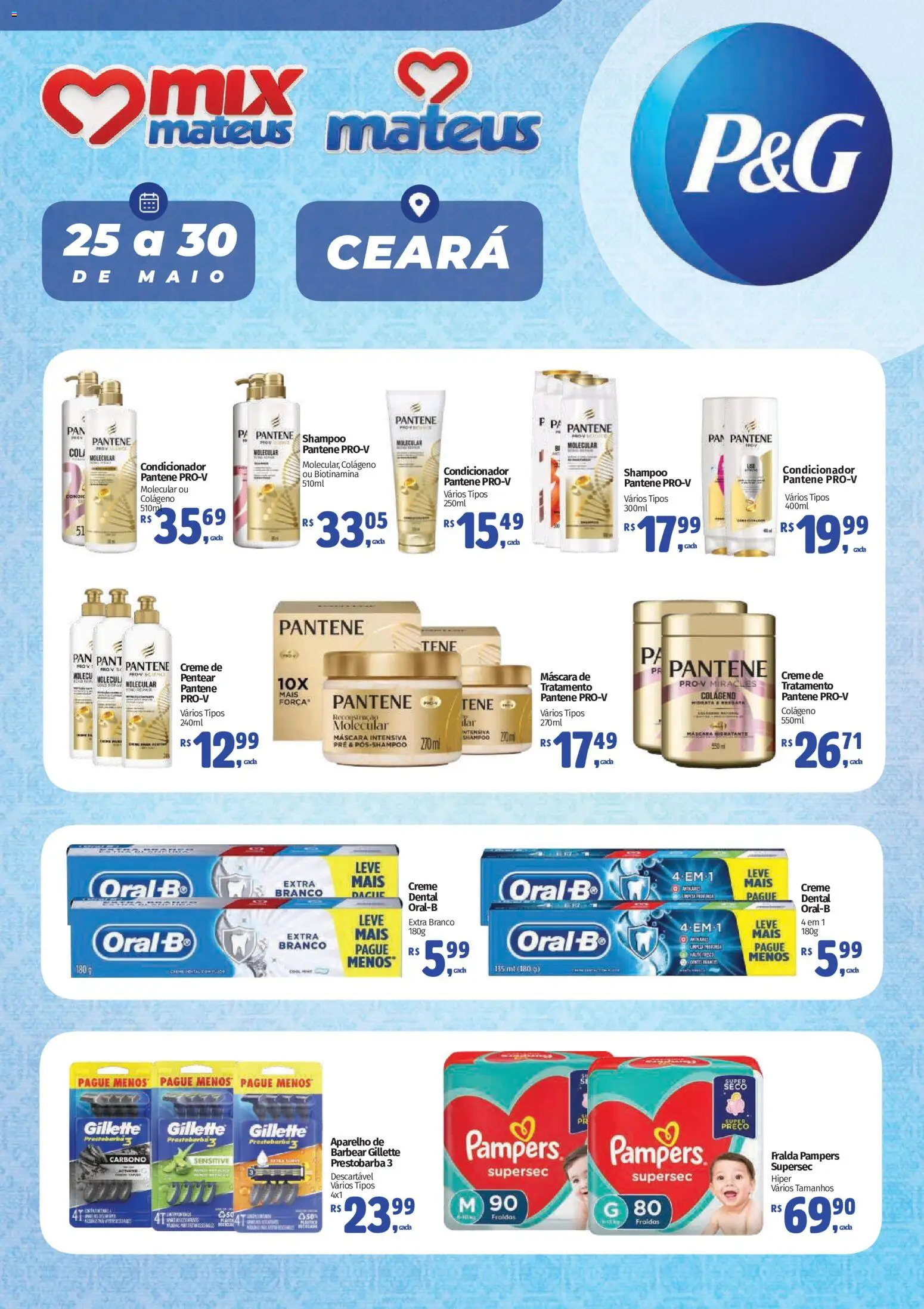 Mateus Folheto - válido de 25.05.2026 | Página: 1 | Produtos: Fralda pampers, Pampers, Aparelho de barbear, Pá