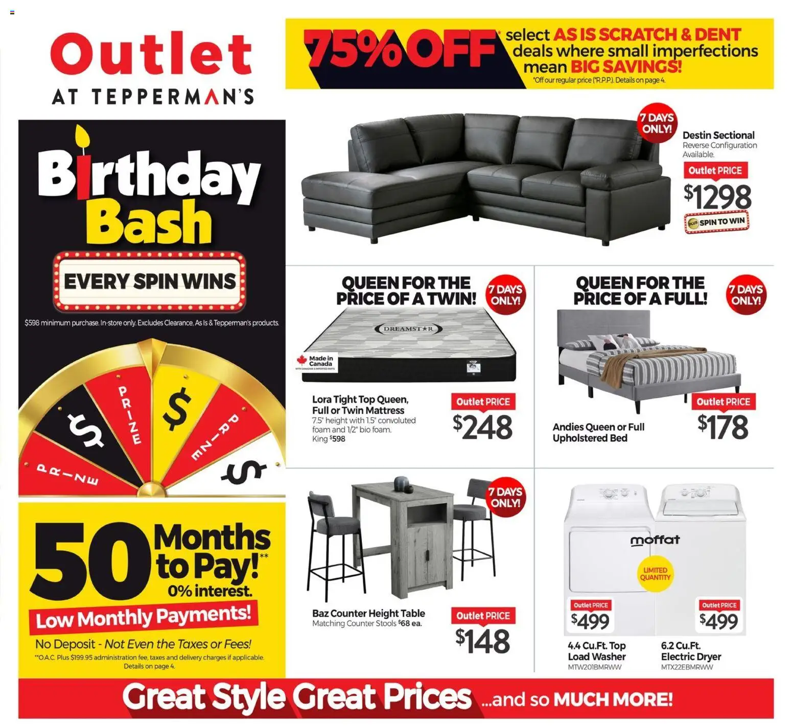 Tepperman's flyer valid from 05.06.2026 | Page: 10 | Products: Dryer, Bed, Mattress, Table