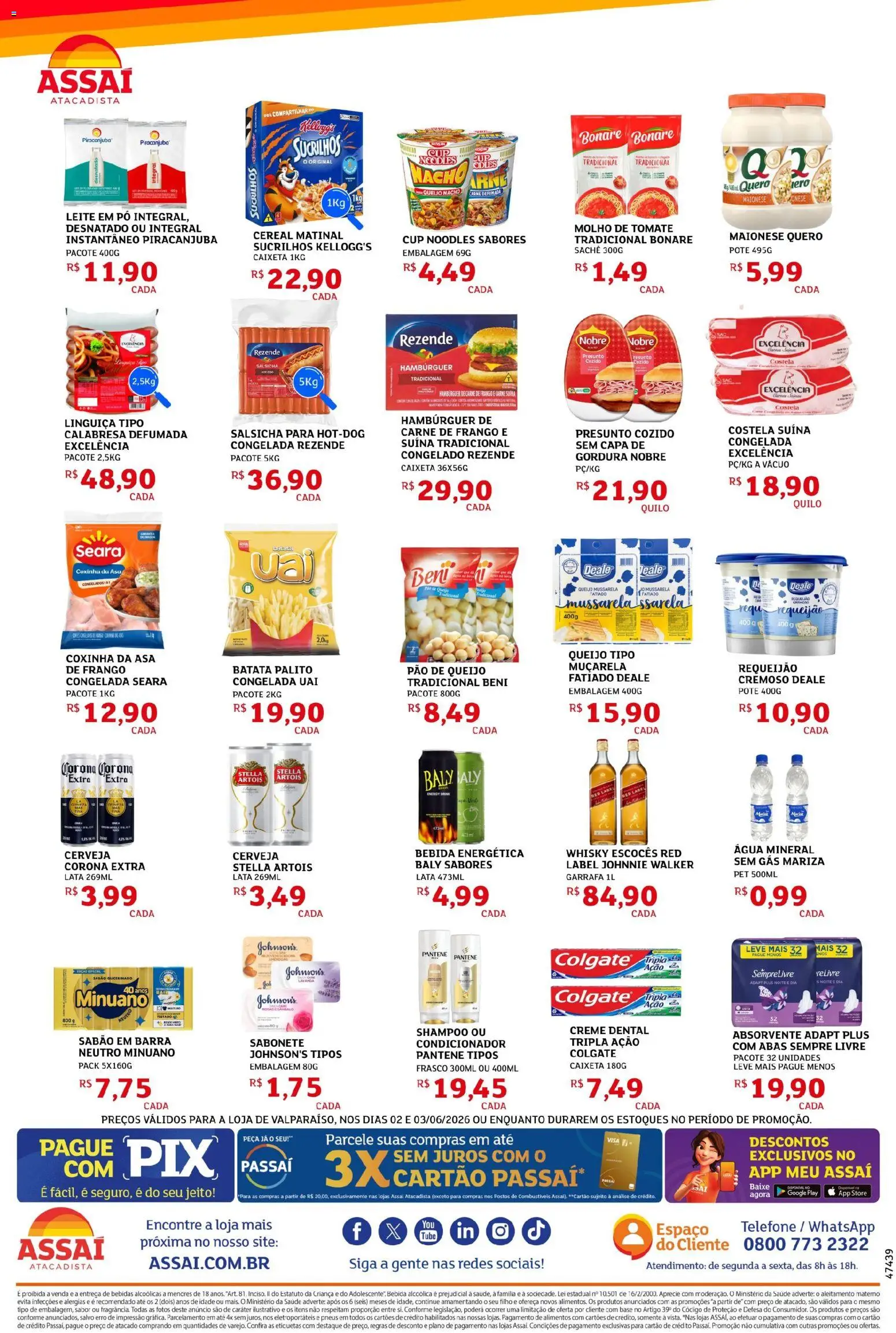 Assaí Atacadista Folheto - válido de 02.06.2026 | Página: 2 | Produtos: Shampoo, Pão, Carne, Absorvente