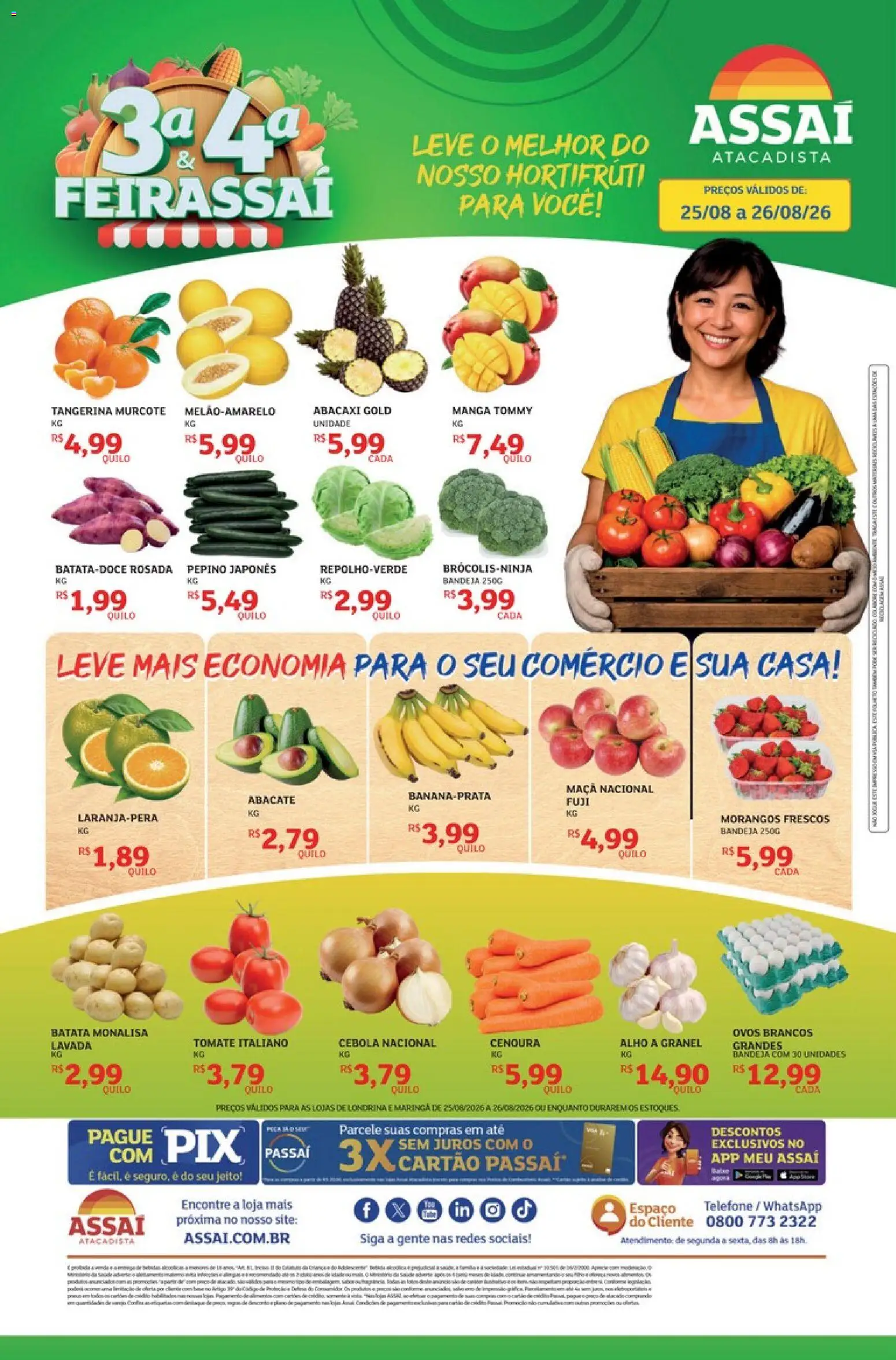 Assaí Atacadista Folheto - válido de 25/08/2026 | Página: 1 | Produtos: Abacate, Abacaxi, Morangos, Cenoura