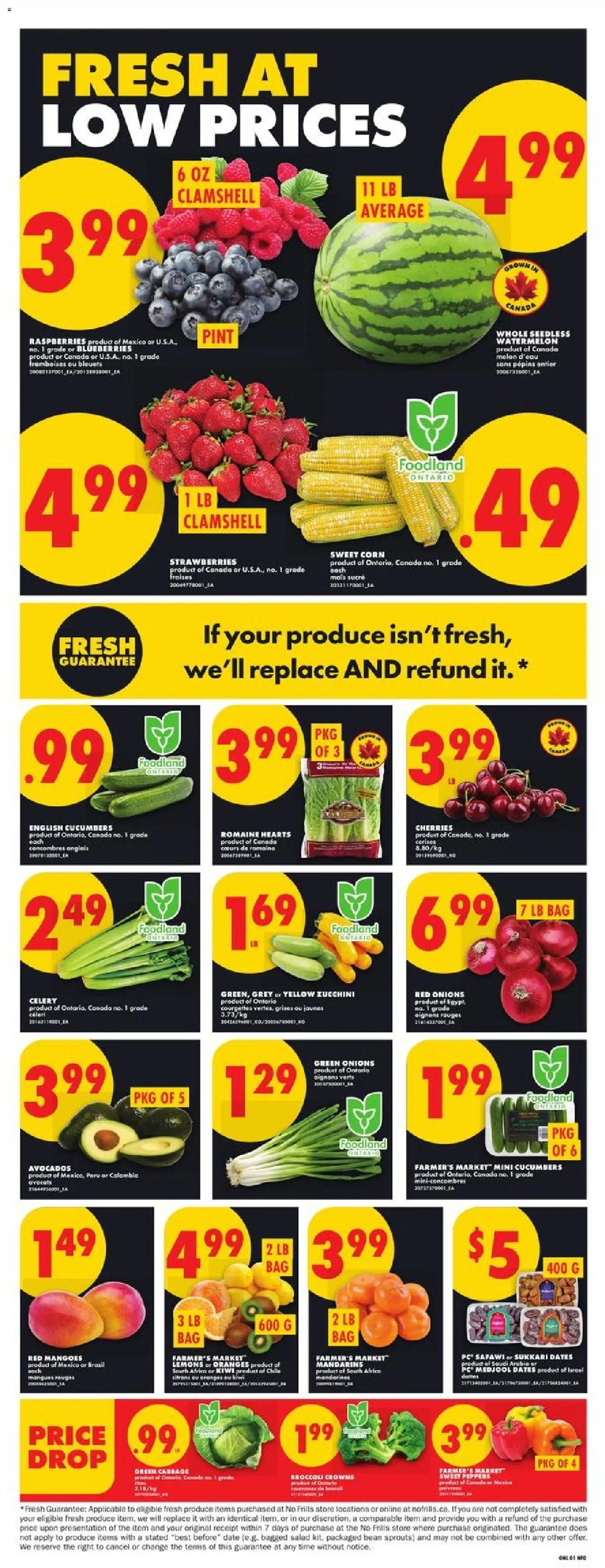 No Frills flyer valid from Aug 13, 2026 | Page: 3 | Products: Strawberries, Lemons, Raspberries, Corn