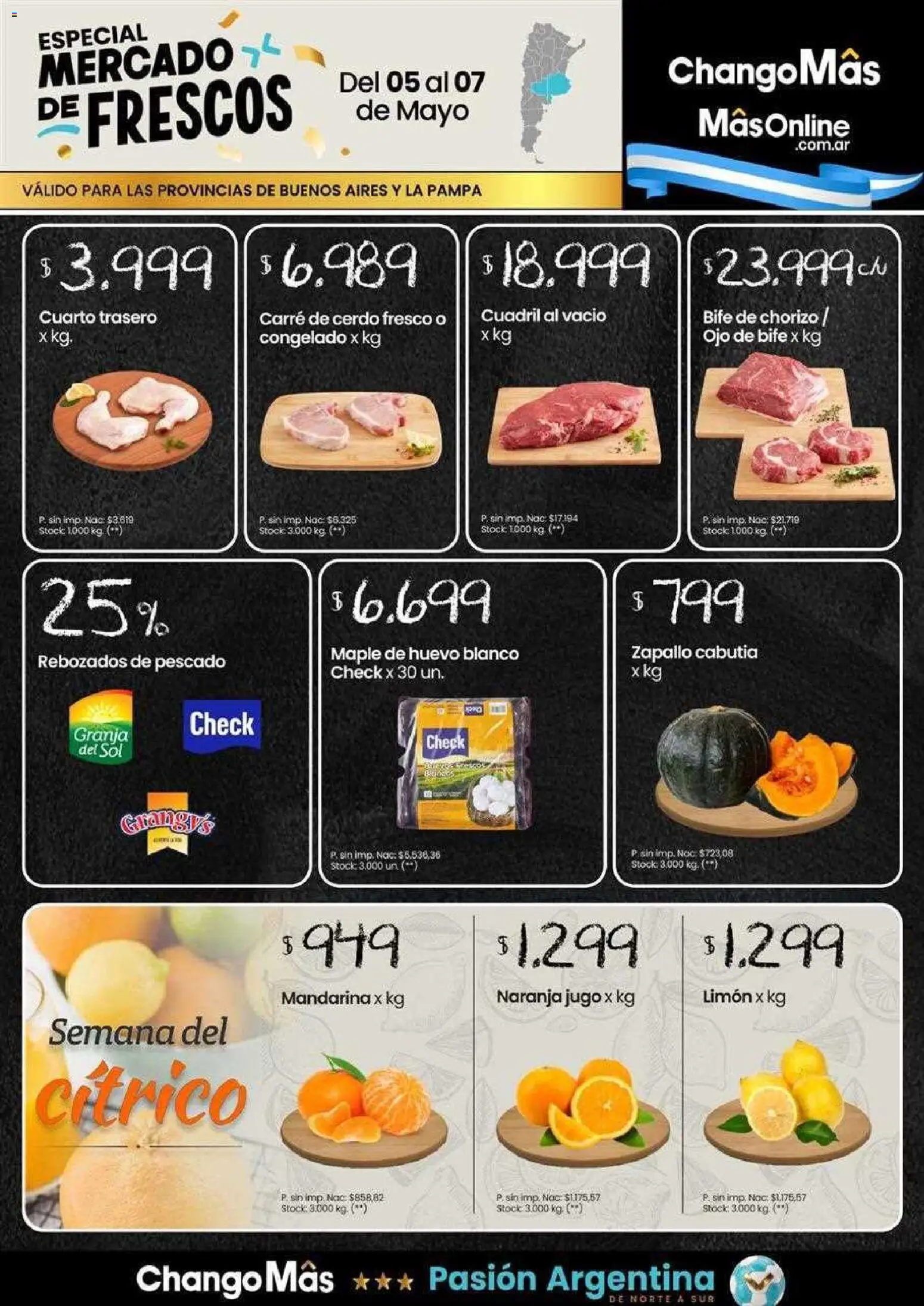 Changomas - Mercado de Frescos │ válido desde el 05.05.2026 | Página: 1 | Productos: Zapallo, Pescado, Limón, Chorizo