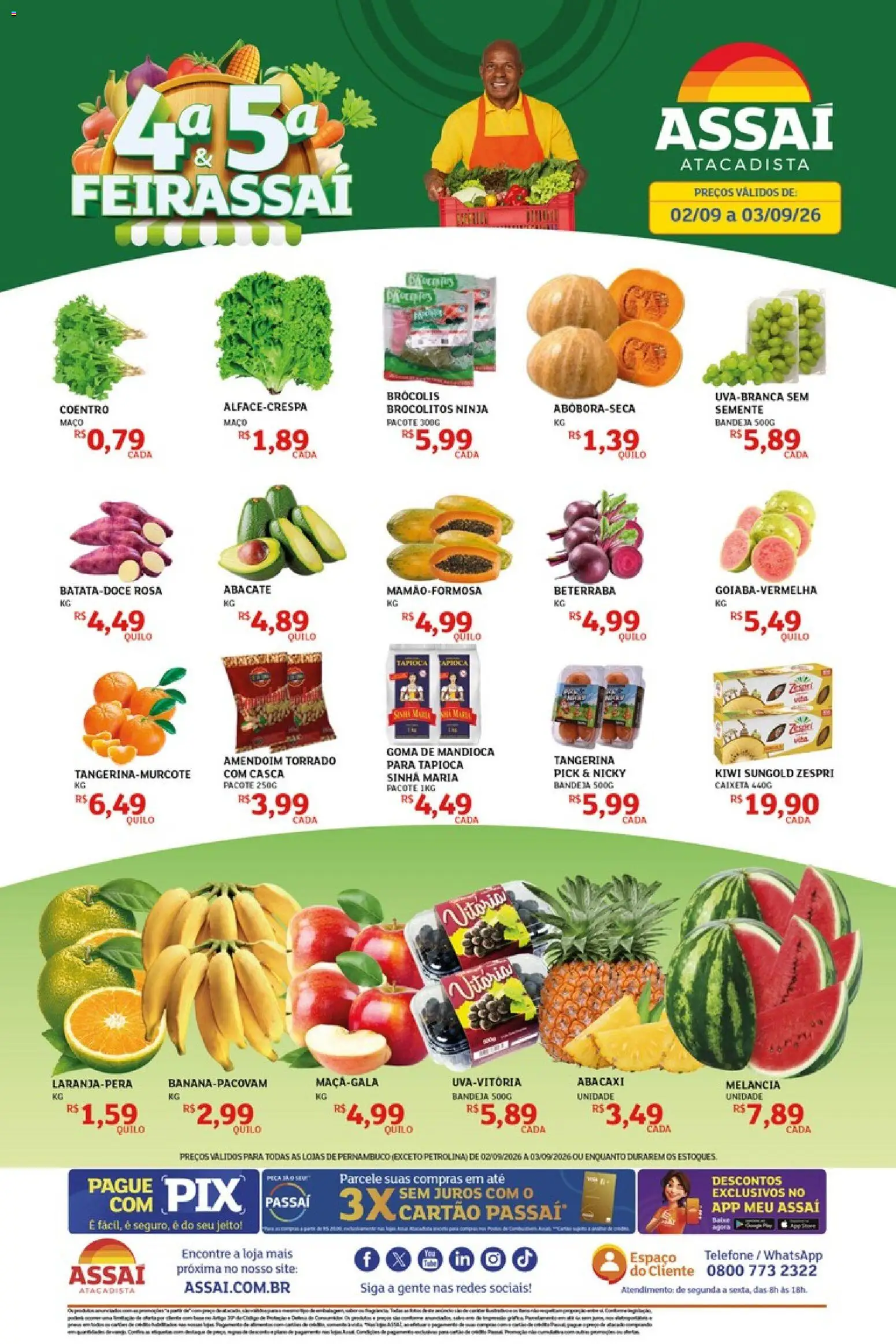 Assaí Atacadista Folheto - válido de 02/09/2026 | Página: 1 | Produtos: Amendoim, Abacate, Abacaxi, Kiwi