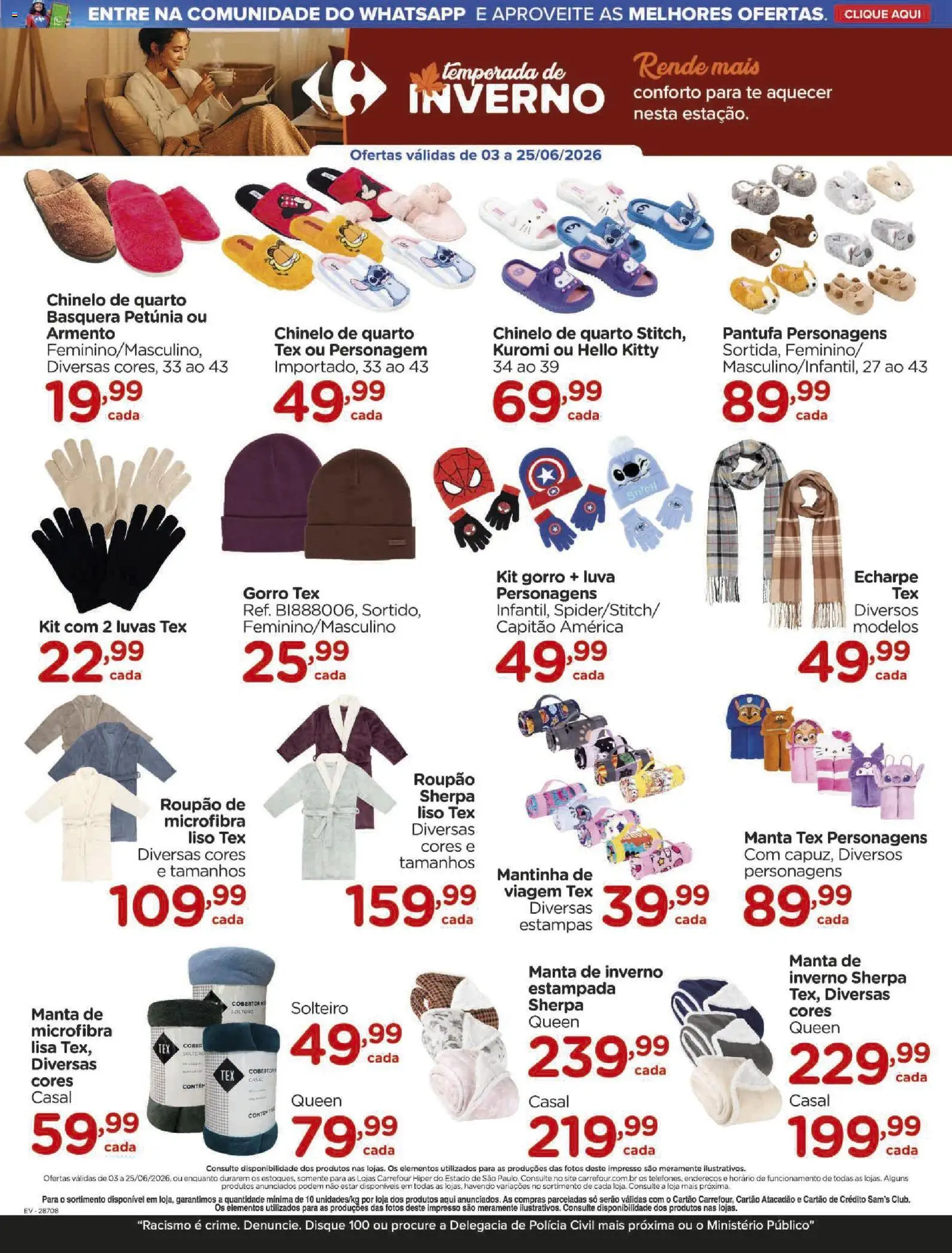 Carrefour Folheto - válido de 03.06.2026 | Página: 10 | Produtos: Cobertor, Echarpe, Roupão, Luvas