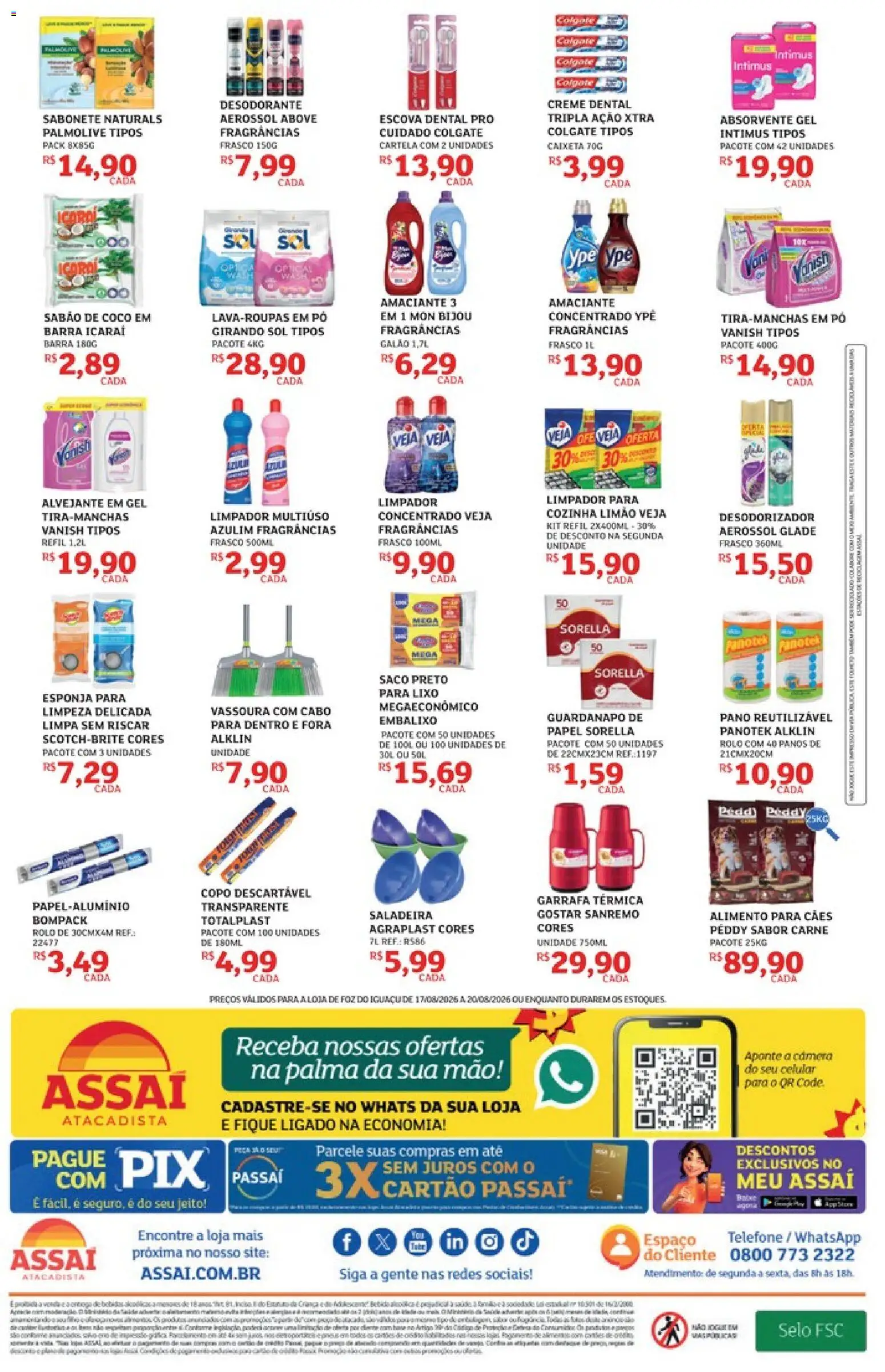 Assaí Atacadista Folheto - válido de 17/08/2026 | Página: 4 | Produtos: Pó, Esponja, Alvejante, Sabão