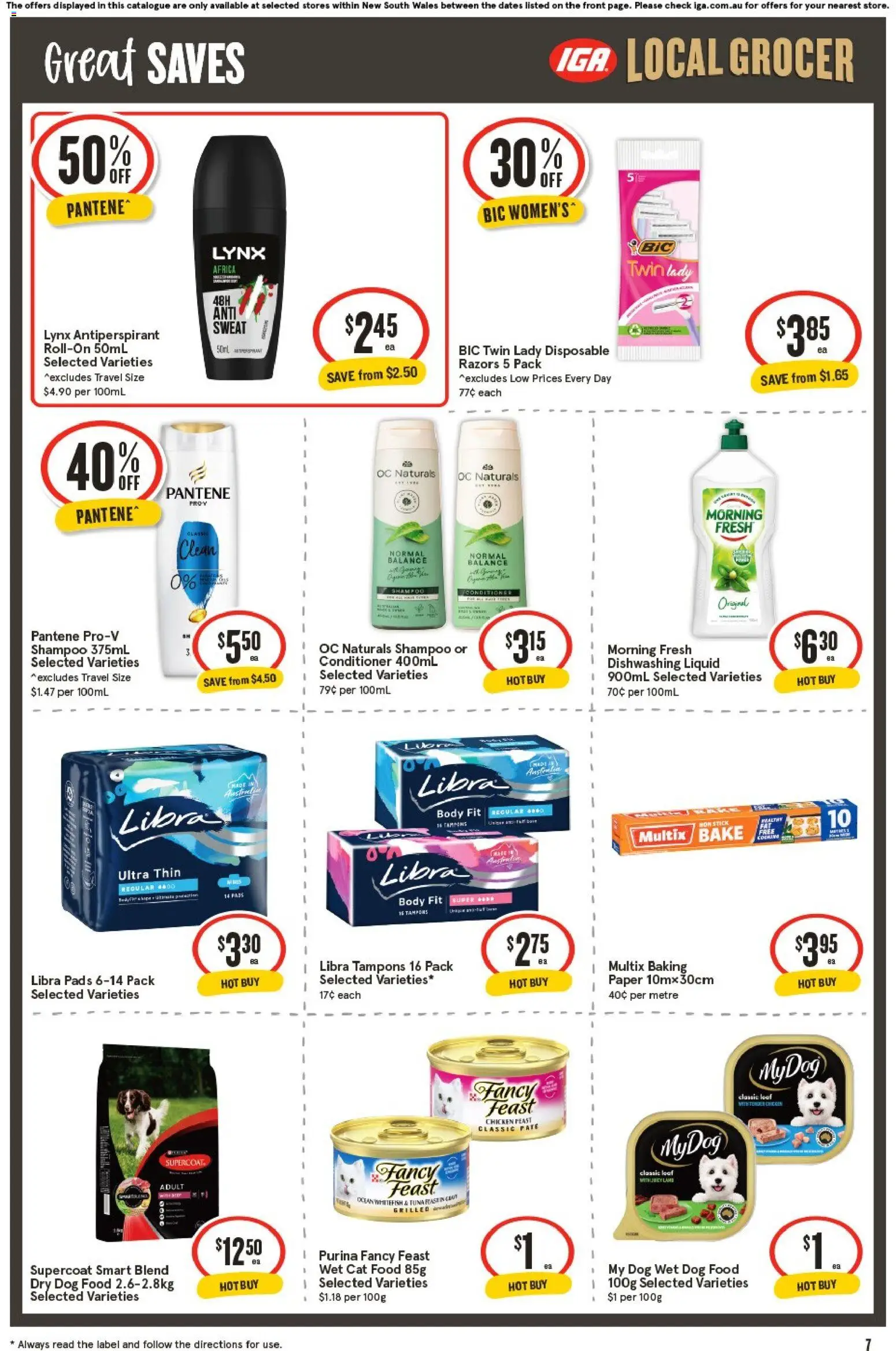 IGA catalogue - valid from 01/07/2026 | Page: 8 | Products: Shampoo, Conditioner, Dog food, Tampons