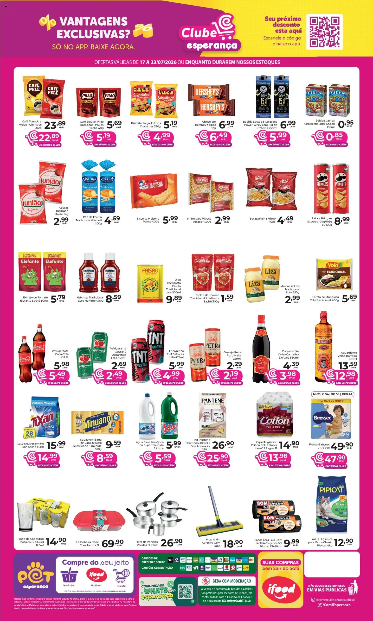 Comercial Esperança Folheto - válido de 17/07/2026 | Página: 2 | Produtos: Shampoo, Cola, Chocolate, Café solúvel