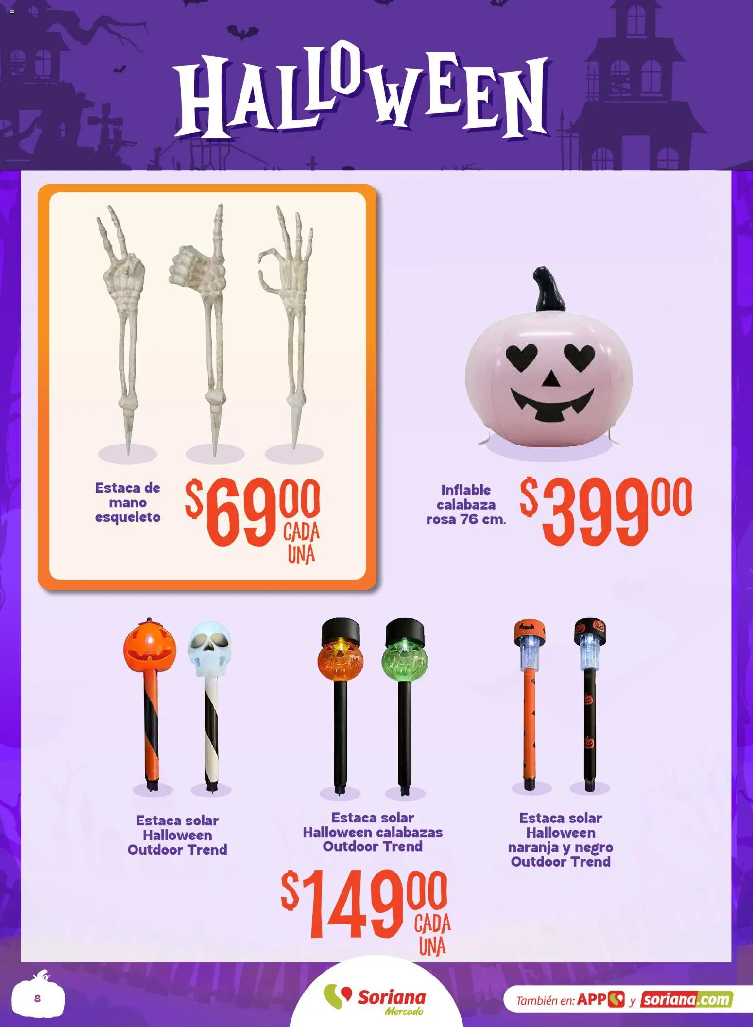 Nuevas ofertas de Soriana válidas en toda la República Mexicana desde el 01/10/2026. ¡Encuentra las mejores ofertas en Soriana Mercado - Halloween y Día de muertos! | Página: 8 | Productos: Calabaza