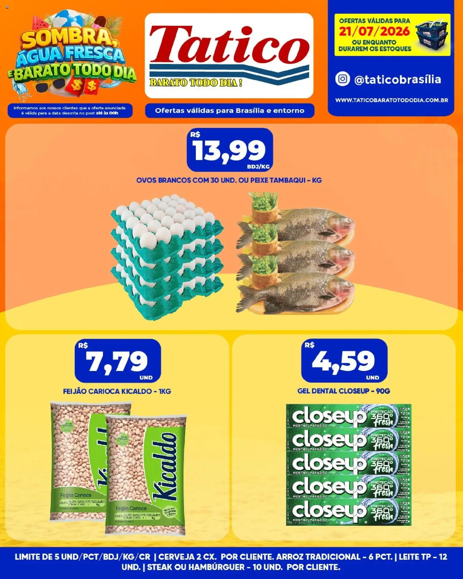 Tatico Folheto - válido de 21/07/2026 | Página: 8 | Produtos: Feijão, Leite, Ovos, Cerveja