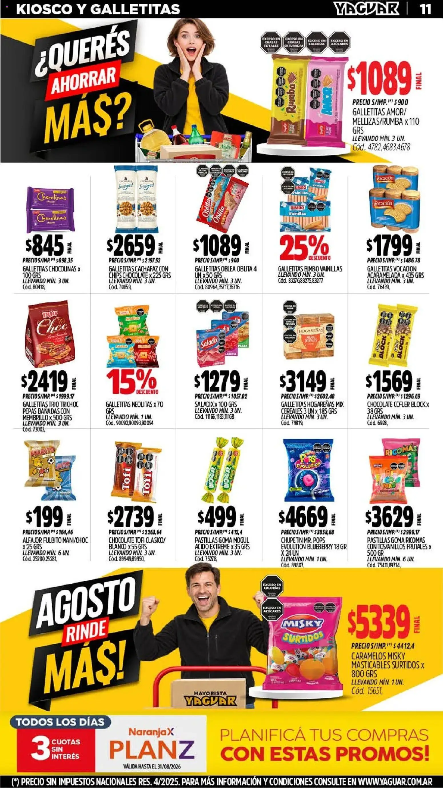 Yaguar - Oferta Semanal Neuquen │ válido desde el 17/07/2026 | Página: 12 | Productos: Galletitas, Chocolate, Alfajor, Cereales