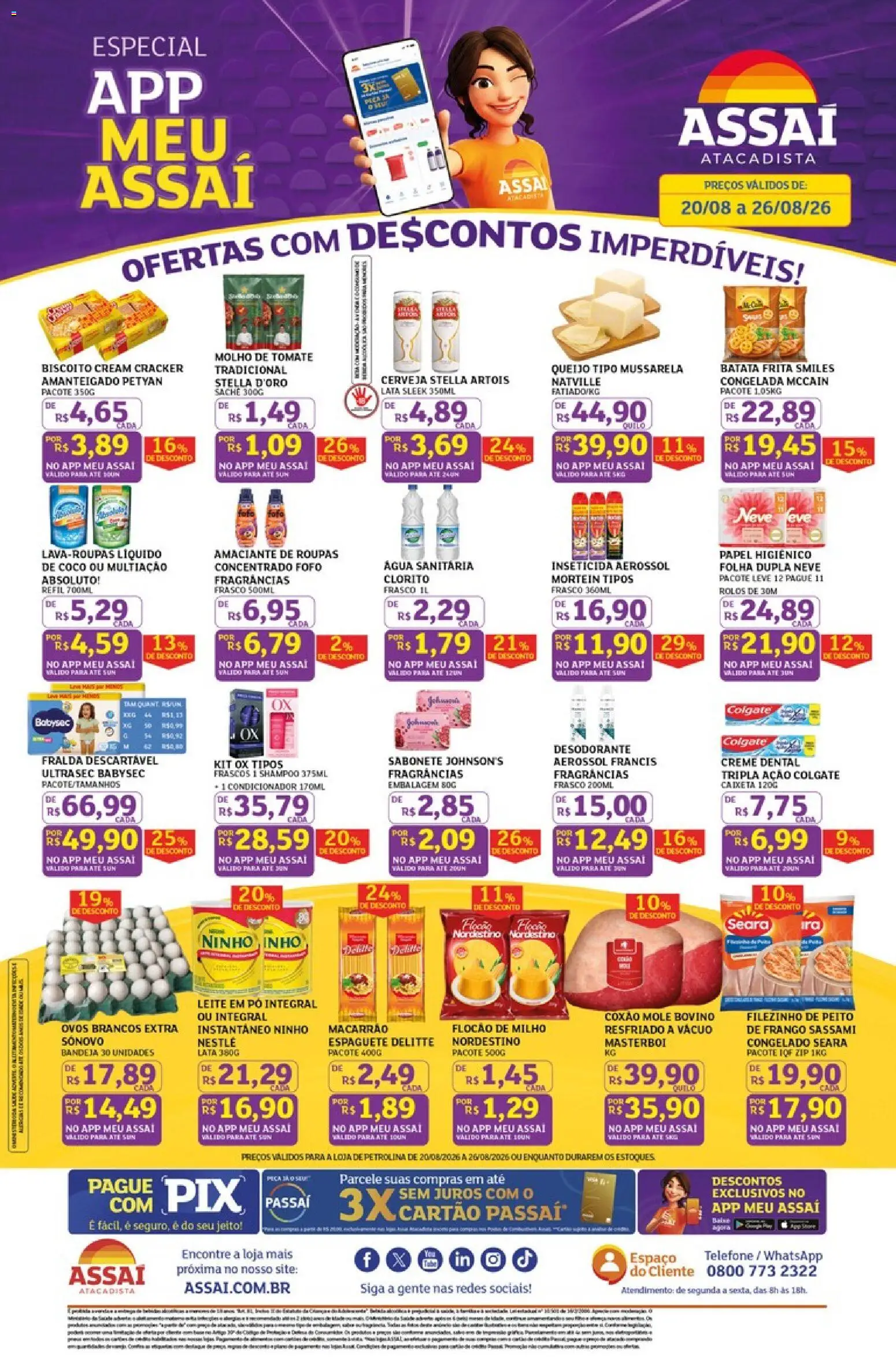 Assaí Atacadista Folheto - válido de 20/08/2026 | Página: 1 | Produtos: Coxão mole, Condicionador, Telefone, Frango