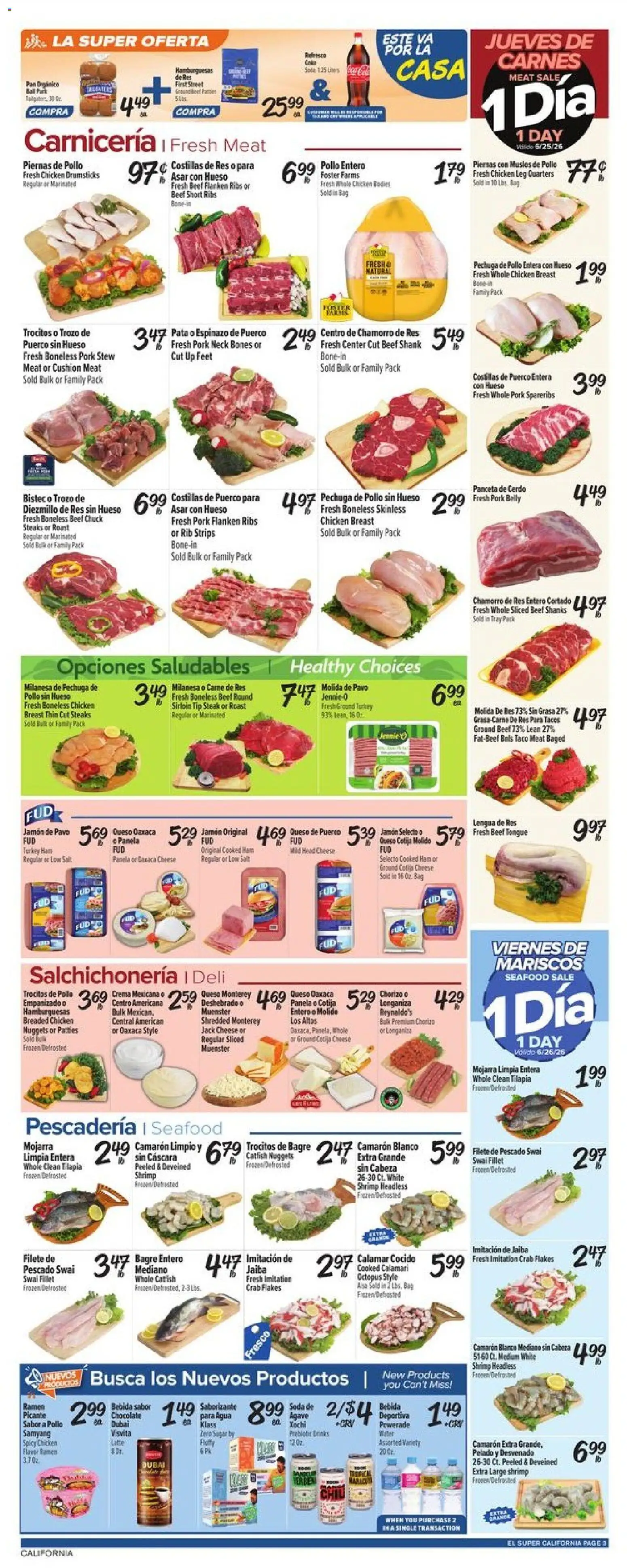 El Super Weekly Ad - CA - valid from 06/24/2026 | Page: 3 | Products: Ham, Water, Cushion, Bag