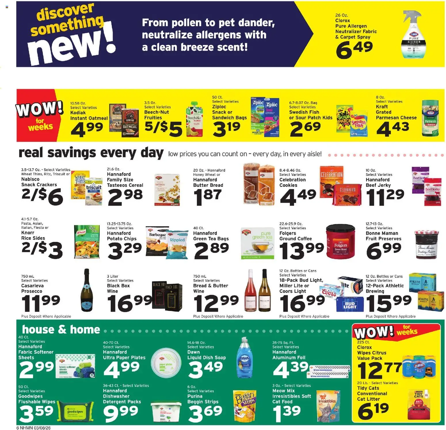 Hannaford Weekly Ad - valid from 08.03.2026 | Page: 8 | Products: Cheese, Beef, Detergent, Bag