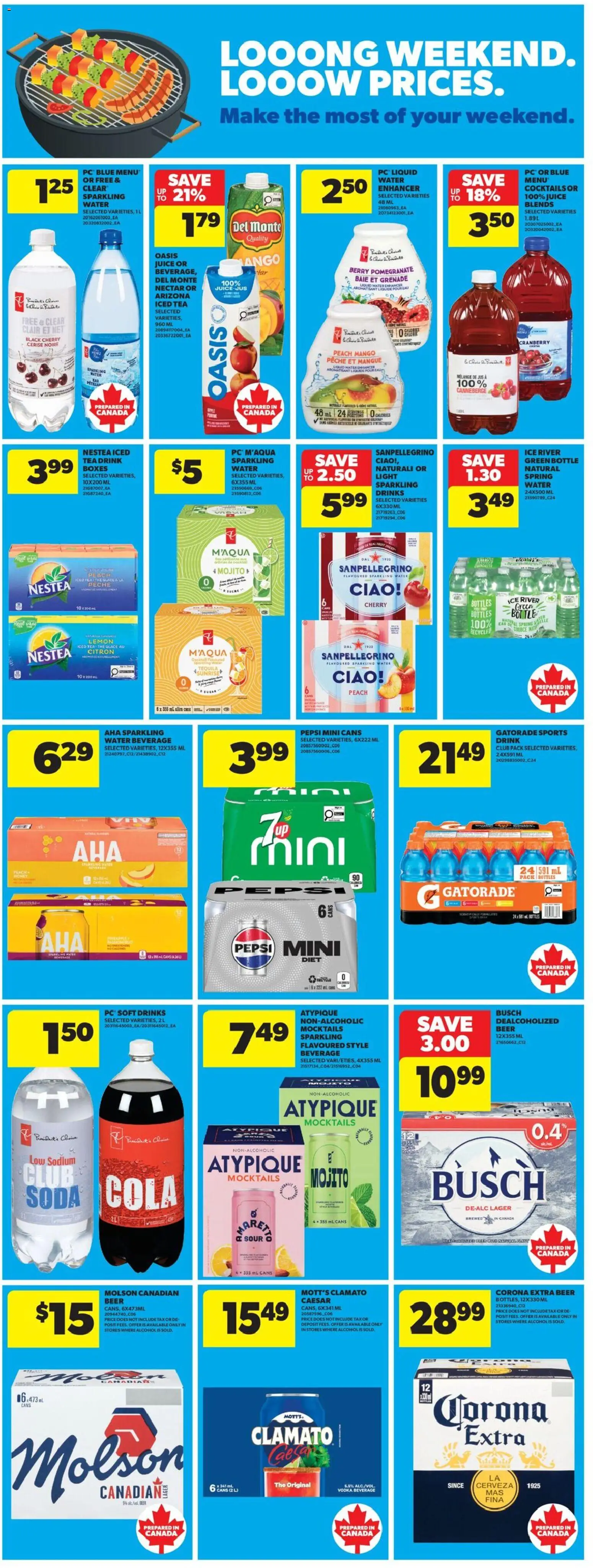Real Canadian Superstore flyer valid from Jul 23, 2026 | Page: 9 | Products: Alcohol, Drinks, Juice, Beer