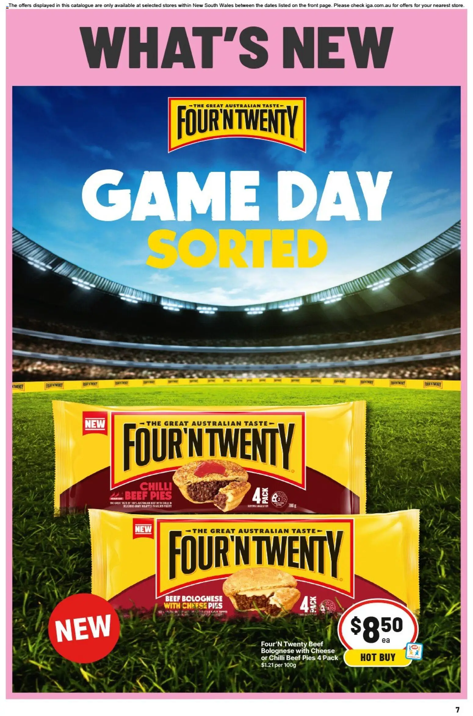 IGA catalogue - valid from 19/08/2026 | Page: 7 | Products: Cheese, Chilli, Pies, Game
