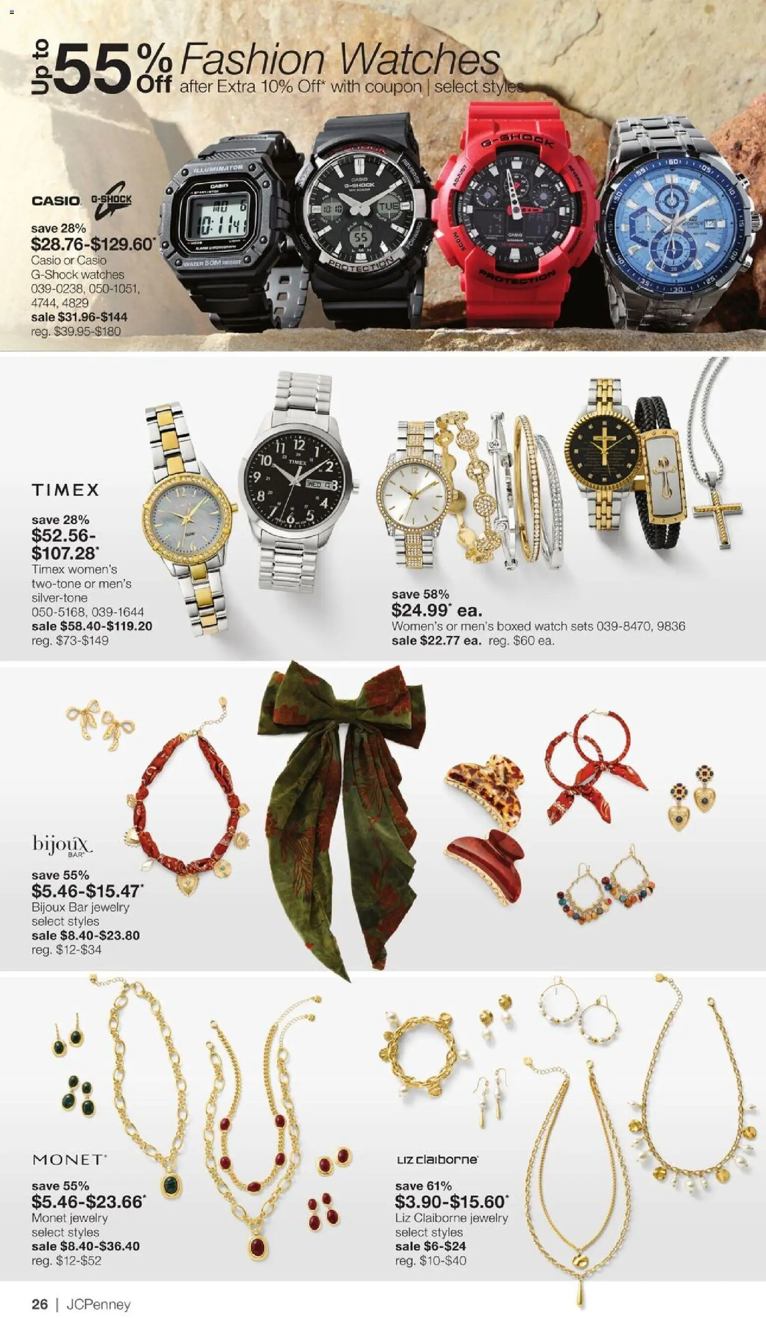 JCPenney Semi-Annual Jewelry Sale - valid from 07/13/2026 | Page: 25 | Products: Watches, Water, Watch, Shock