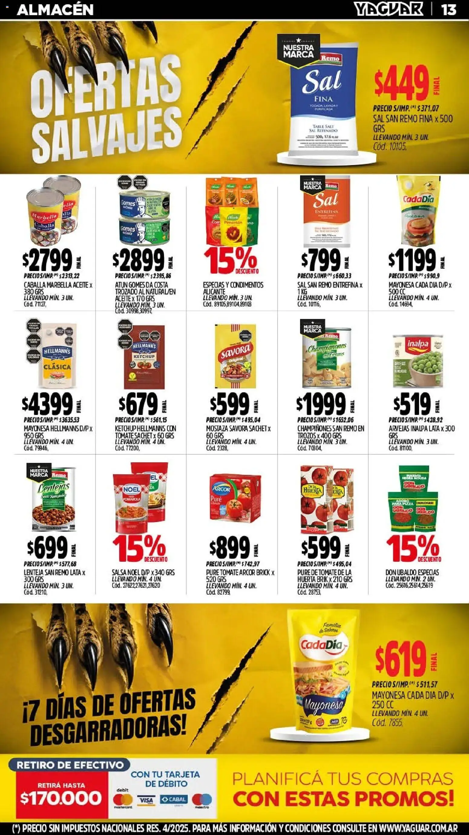 Yaguar - Oferta Semanal Mar del Plata │ válido desde el 10/08/2026 | Página: 14 | Productos: Mayonesa, Ketchup, Atún, Tomate