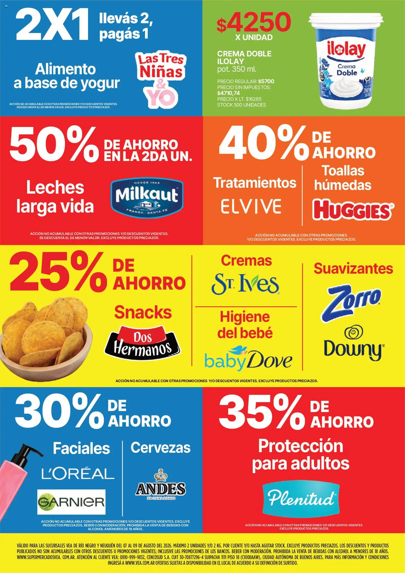 Vea - Volante fin de semana Patagonia │ válido desde el 07/08/2026 | Página: 9 | Productos: Yogur, Alcohol, Snacks, Crema