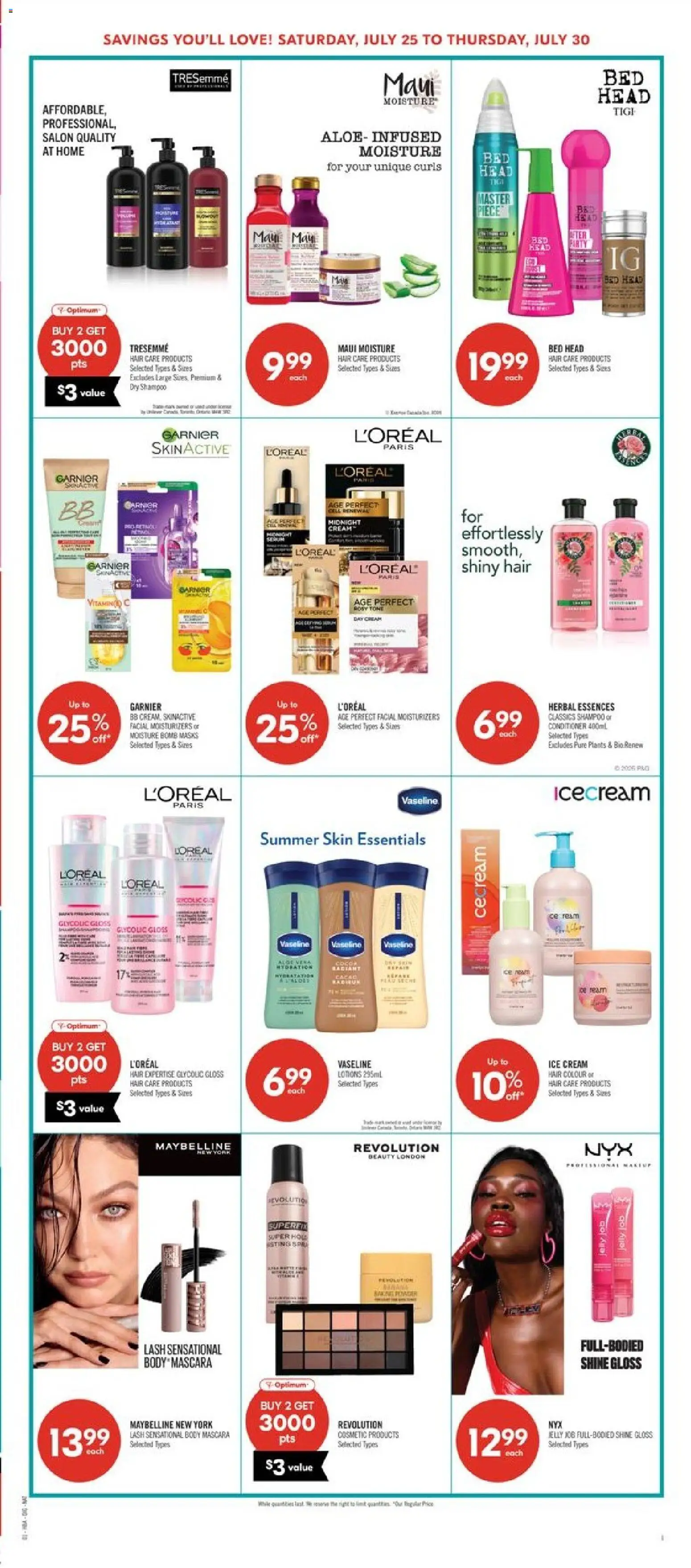 Shoppers flyer valid from Jul 24, 2026 | Page: 12 | Products: Cream, Mascara, Shampoo, Bed