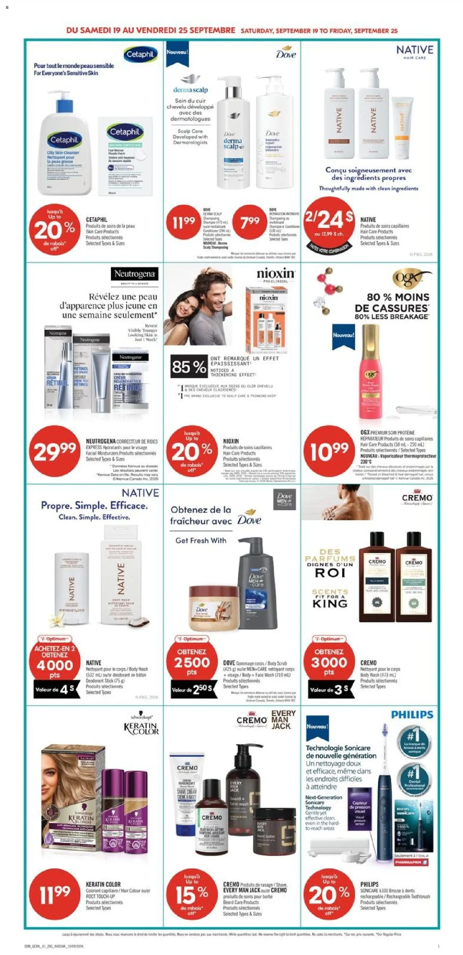 Pharmaprix flyer valid from Sep 19, 2026 | Page: 15 | Products: Toothbrush, Body wash, Deodorant, Ingredients